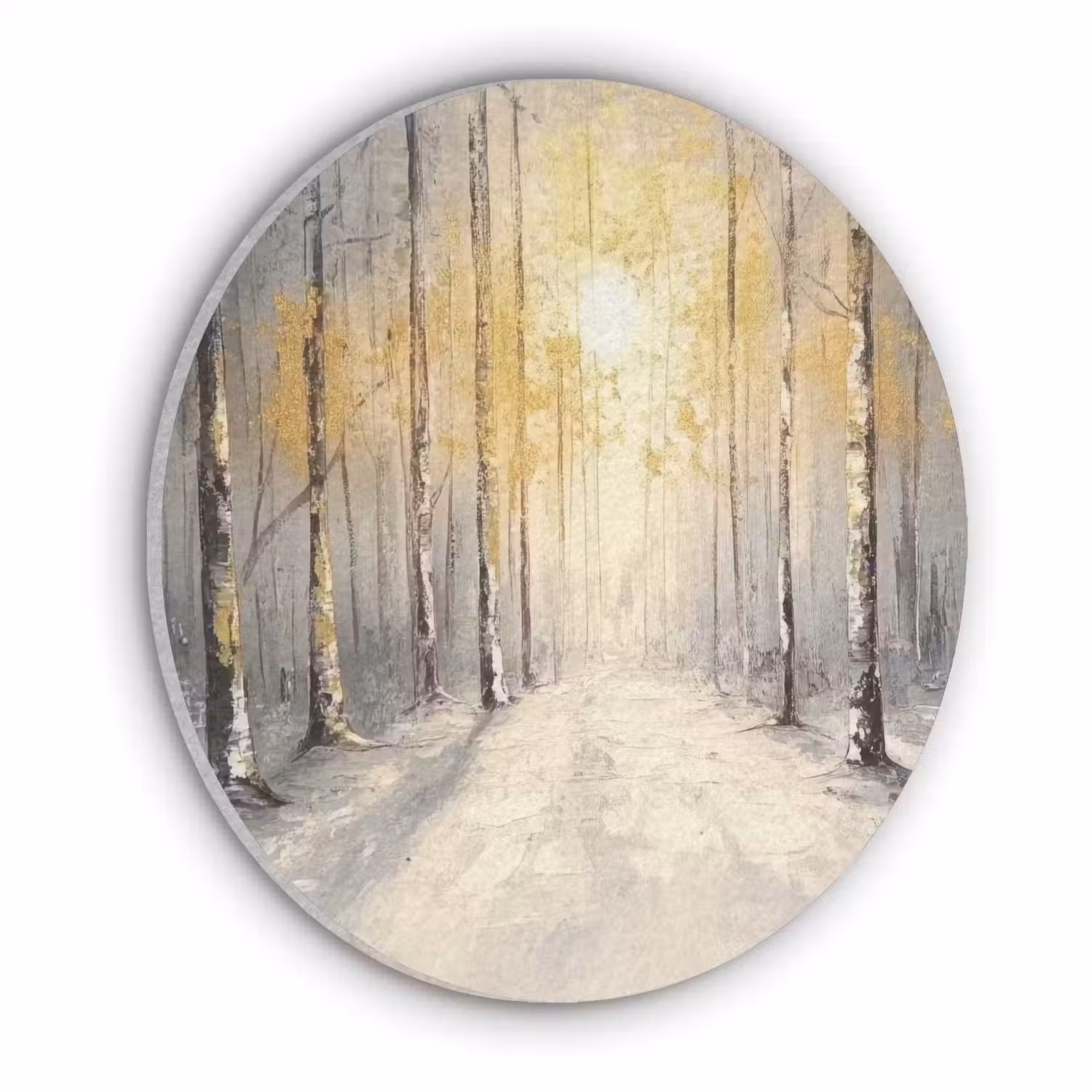 Winter - Abstract - Sneeuw - Natuur - Zon Akoestische PET Vilt - Rond klein -3d