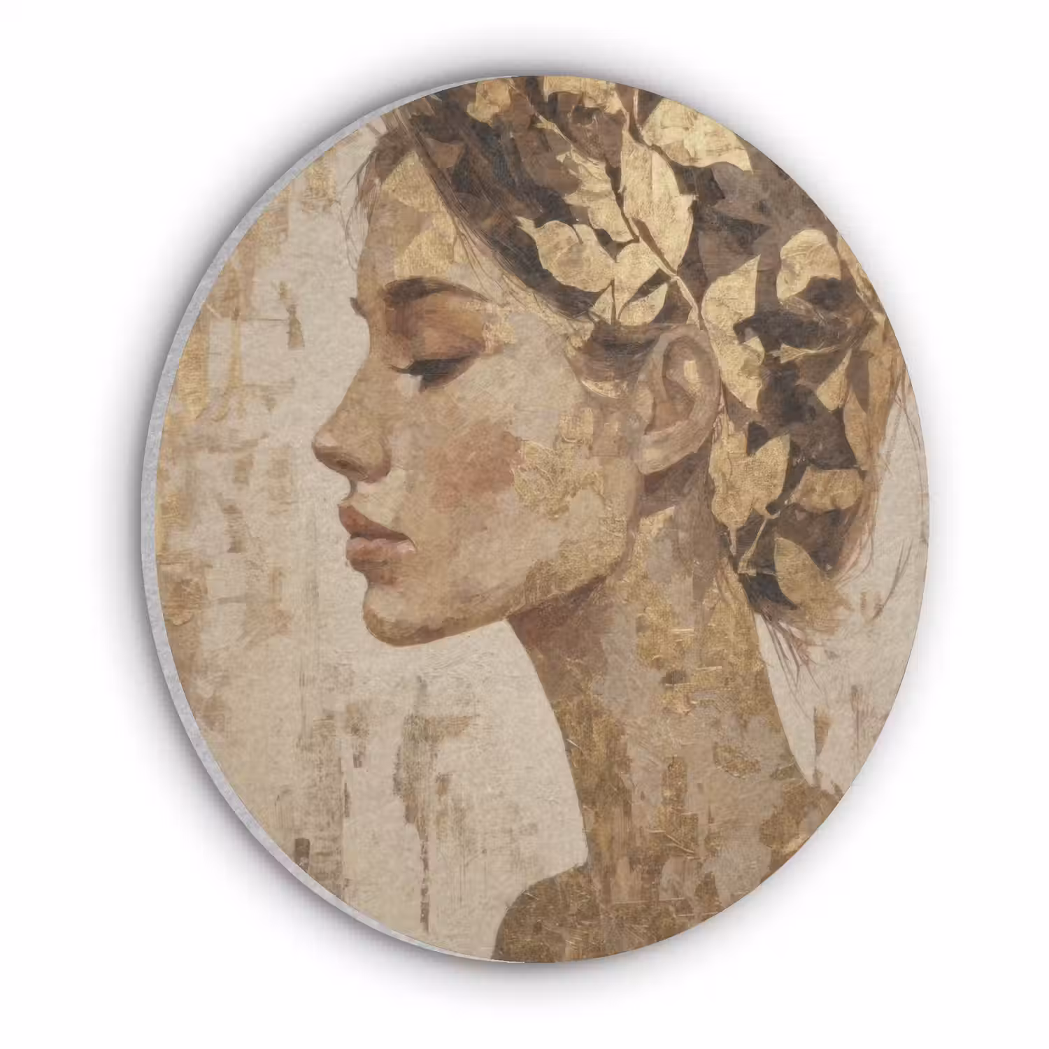 Vrouw - Goud - Abstract - Textuur Akoestische PET Vilt - Rond klein -3d