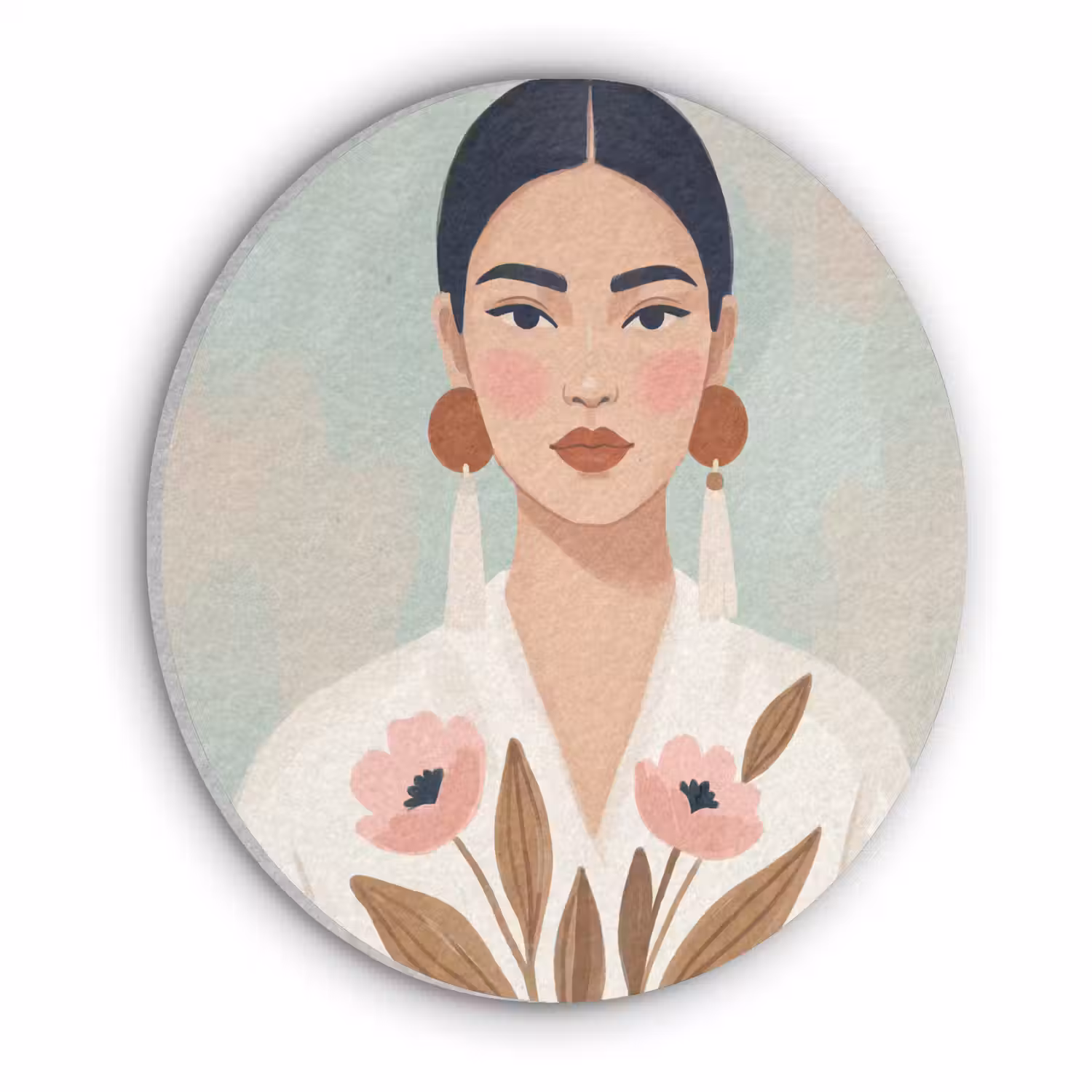 Vrouw - Kimono - Pastel Akoestische PET Vilt - Rond klein -3d