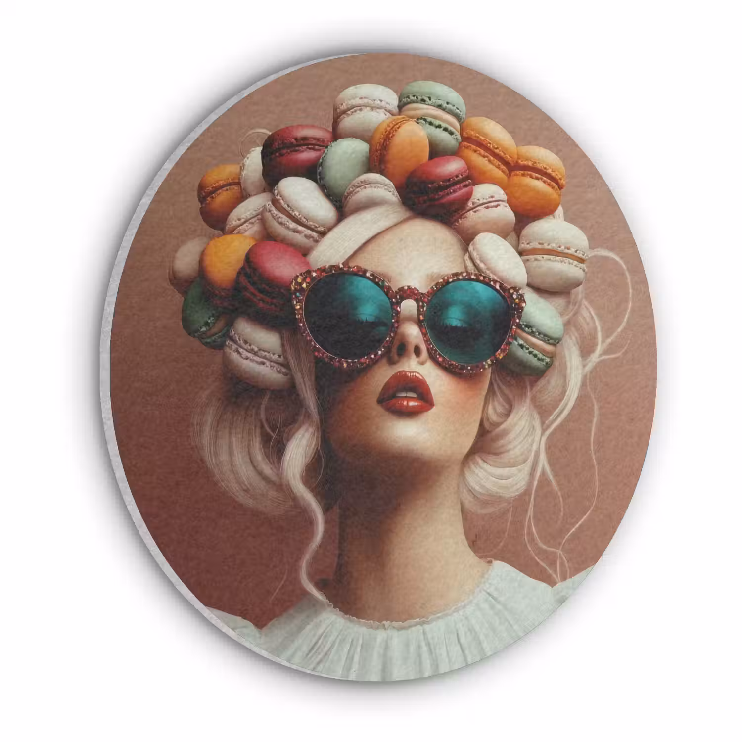 Vrouw - Macarons - Bril Akoestische PET Vilt - Rond klein -3d