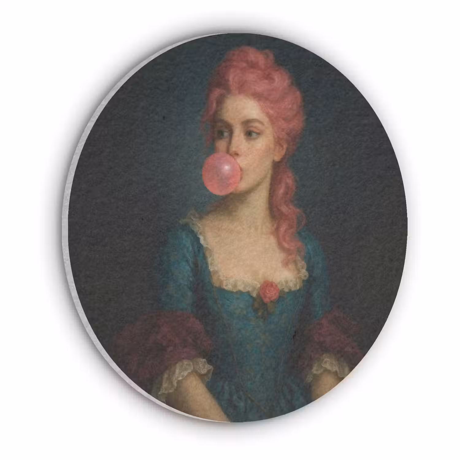 Vrouw - Portret - Kauwgombel Akoestische PET Vilt - Rond klein -3d