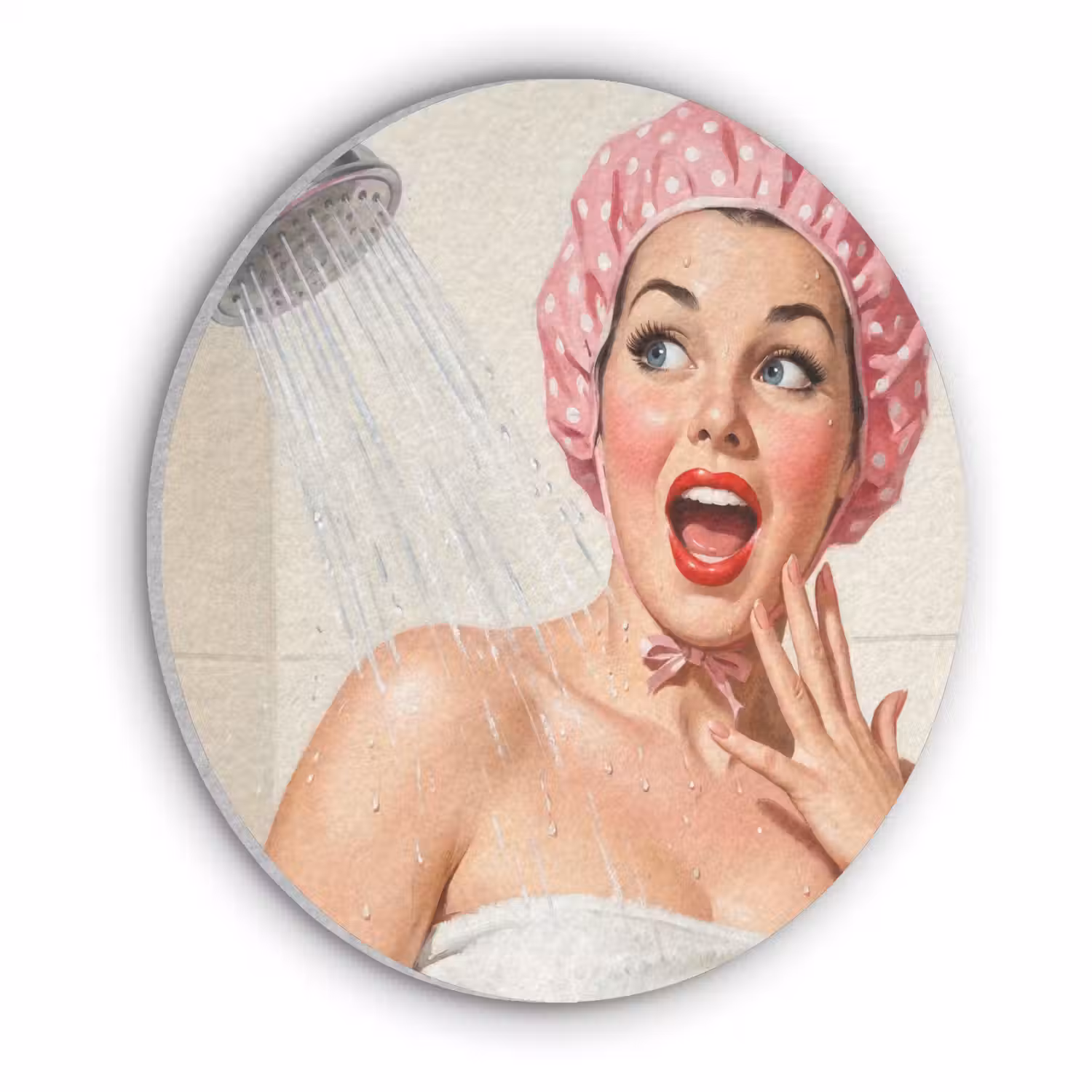 Vrouw - Douche - Roze Akoestische PET Vilt - Rond klein -3d