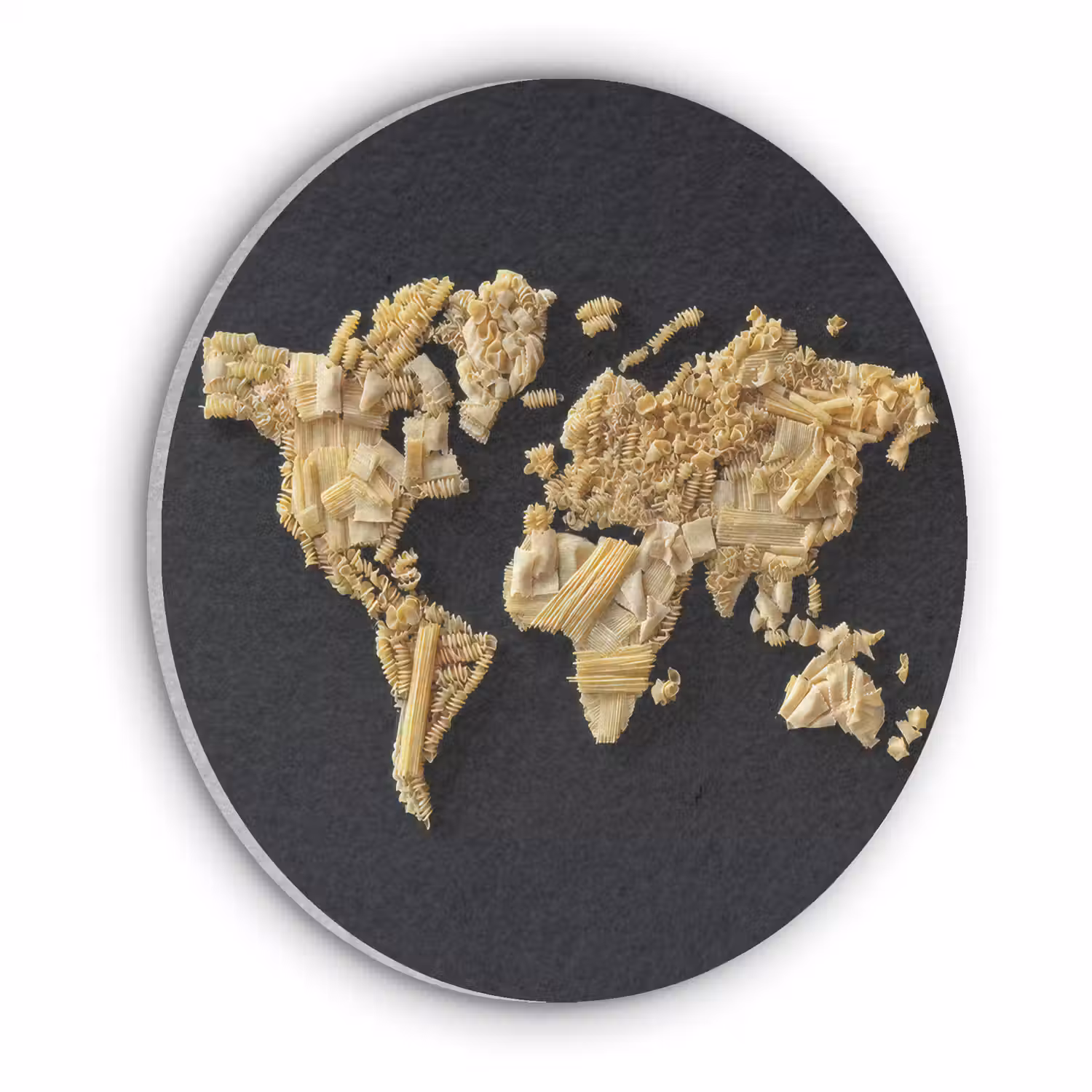 Wereldkaart - Specerijen - Kleurrijk Akoestische PET Vilt - Rond klein -3d