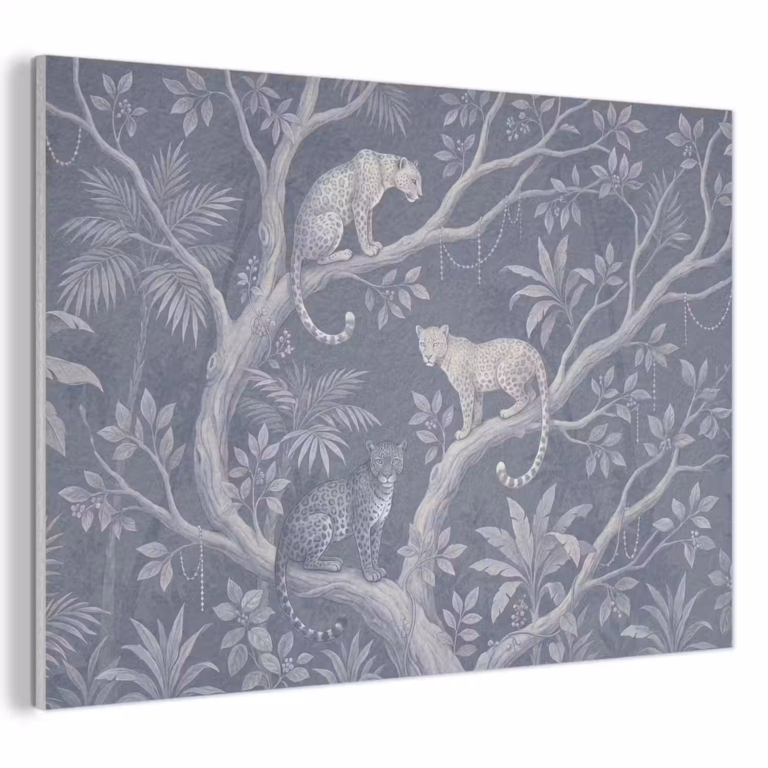 Dieren - Jungle - Illustratie - Bomen - Blauw PET vilt klein -3d