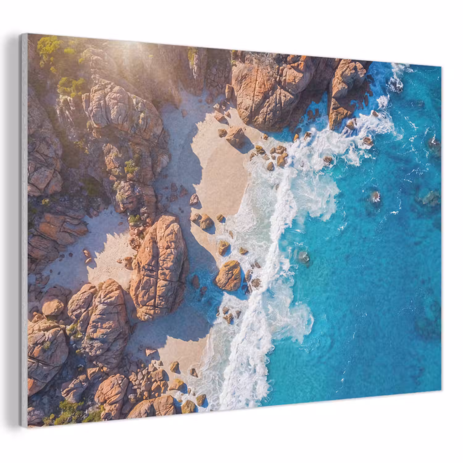 Strand - Zee - Rotsen - Natuur - Blauw PET vilt klein -3d