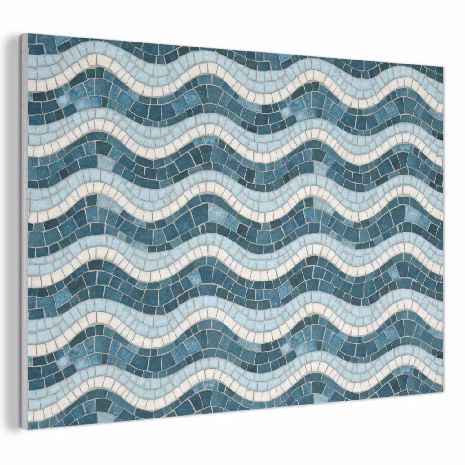 Blauw - Wit - Mozaïek - Golvend PET vilt klein 837 -3d
