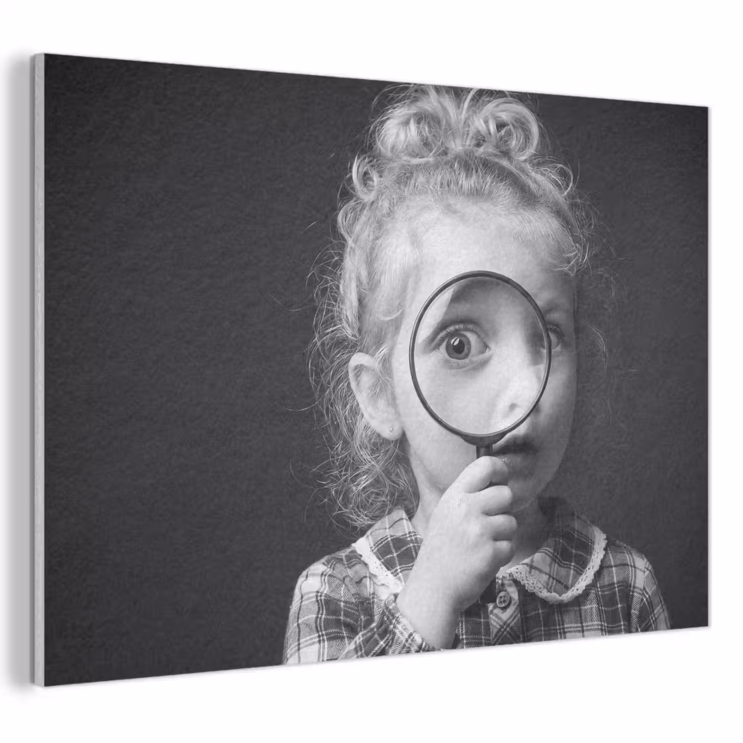 Kind - Vergrootglas - Portret - Zwart-wit PET vilt klein -3d