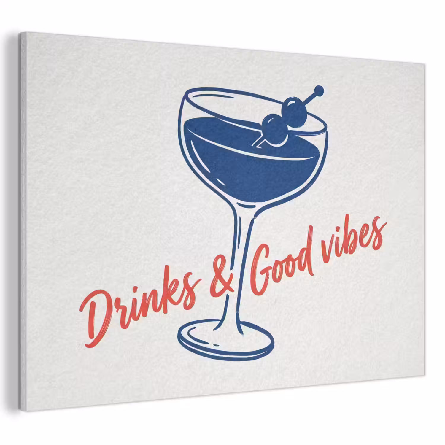 Cocktail - Glas - Illustratie - Blauw - Wit PET vilt klein -3d