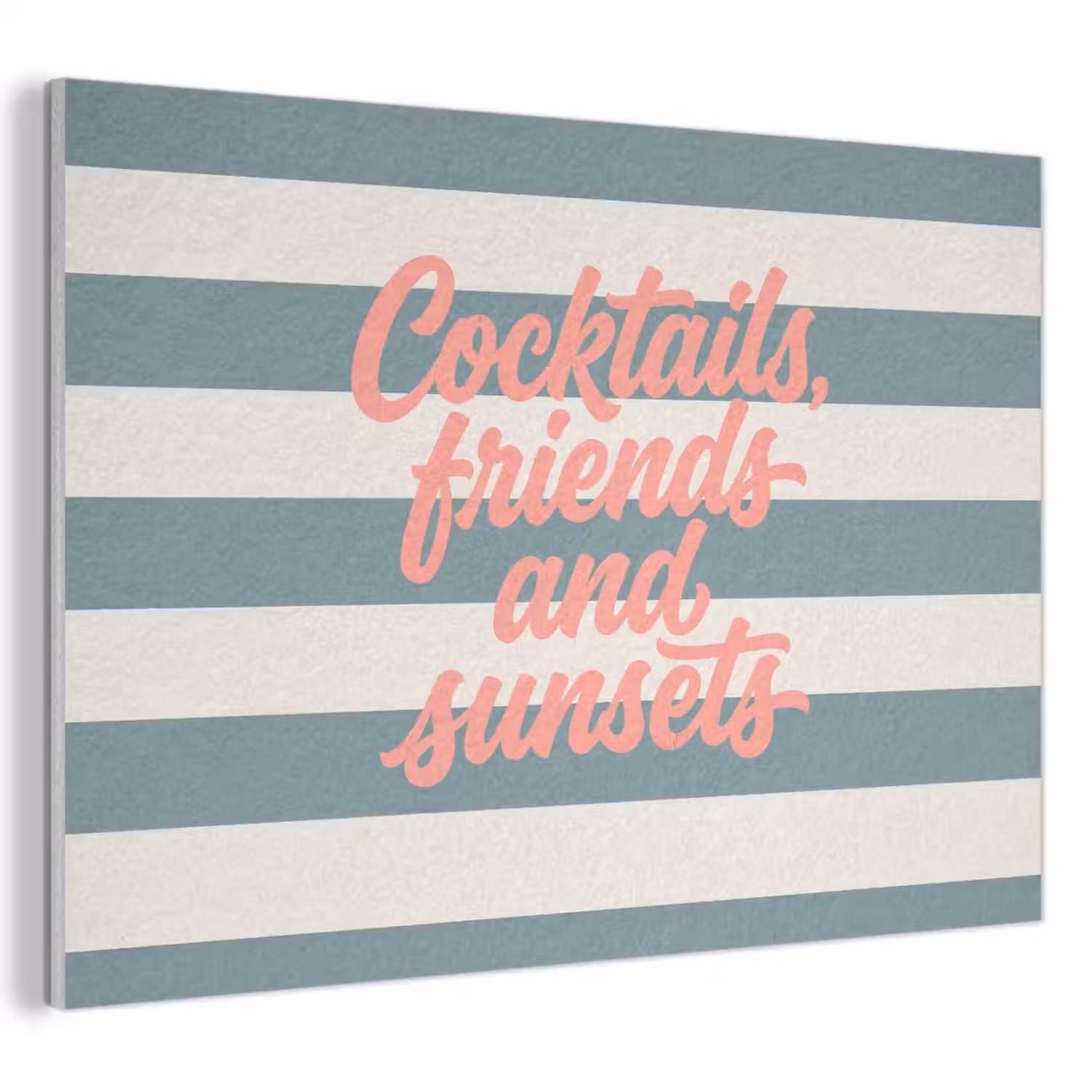 Cocktails - Strepen - Blauw - Koraal PET vilt klein -3d