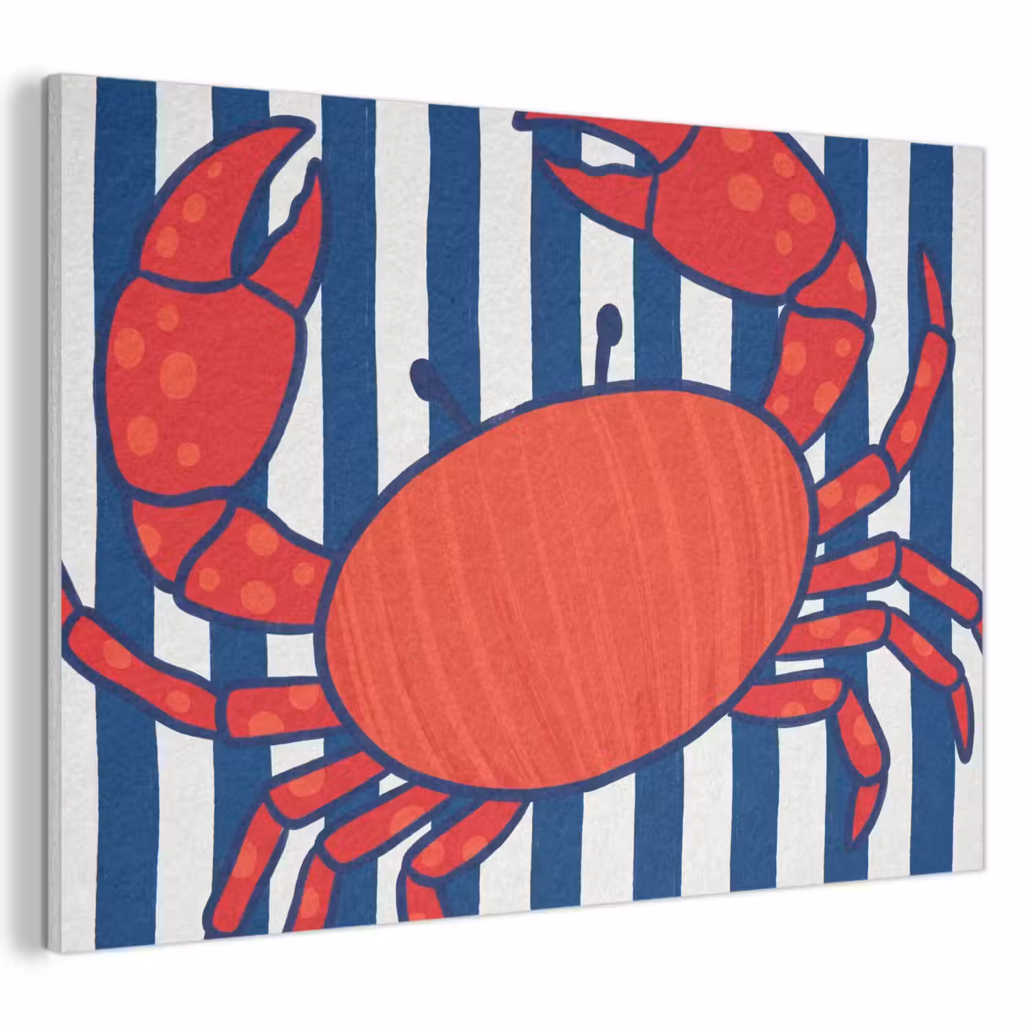 Krab - Strepen - Zeeleven - Illustratie - Rood PET vilt klein -3d