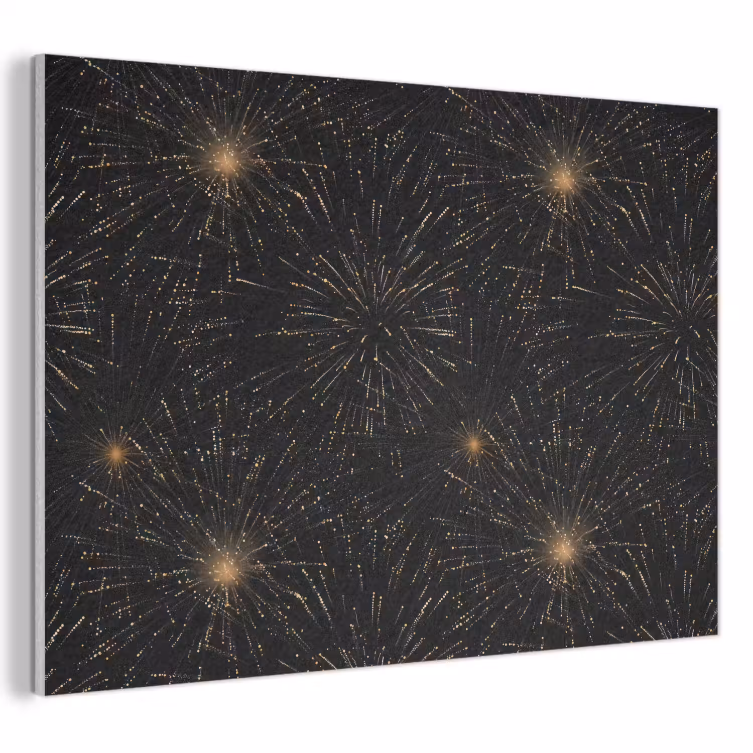 Vuurwerk - Patroon - Feestelijk - Goud - Zwart PET vilt klein 837 -3d