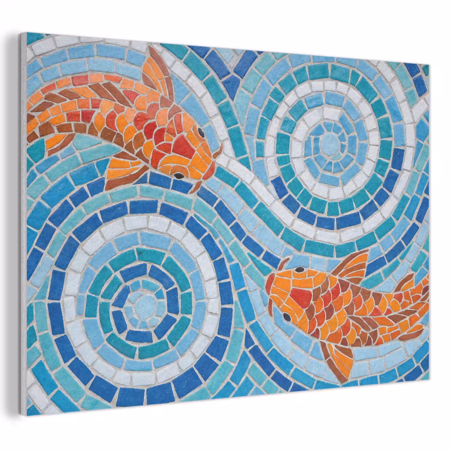 Vis - Mozaïek - Water - Decoratief - Blauw PET vilt klein -3d