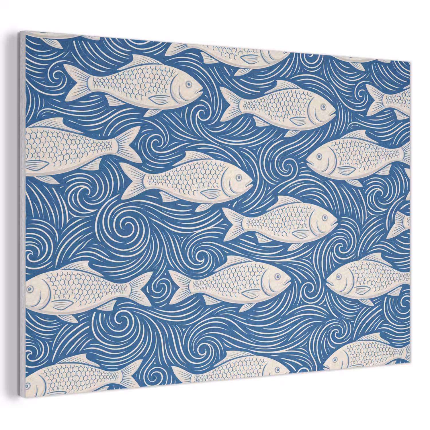 Vis - Water - Patroon - Grafisch - Blauw PET vilt klein -3d