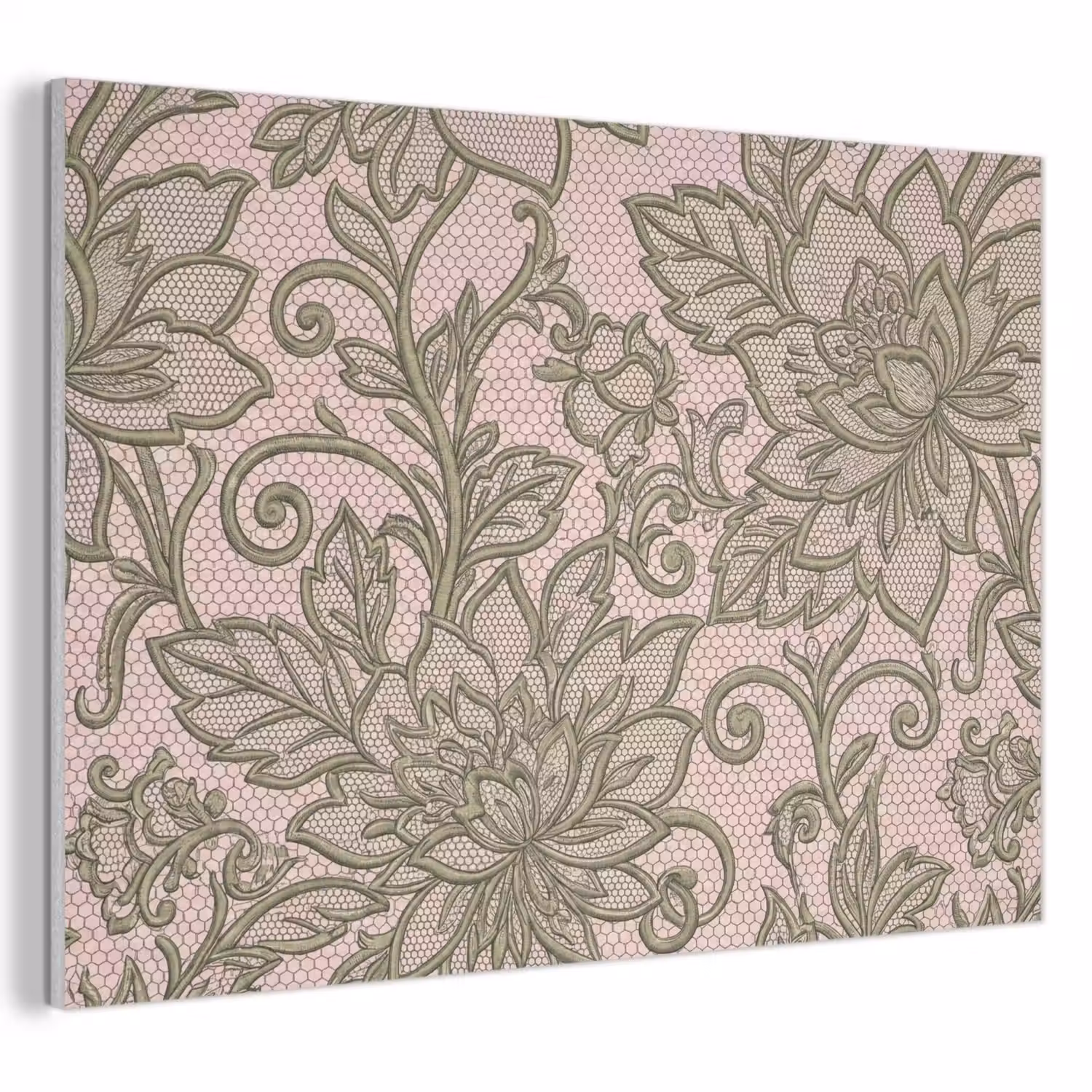 Bloemen - Kant - Patroon - Klassiek - Groen PET vilt klein -3d