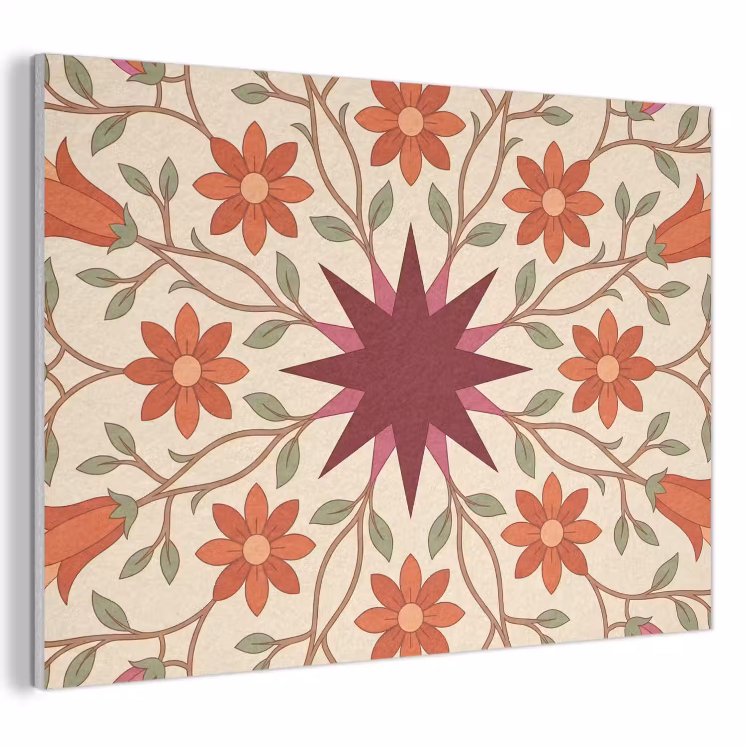 Bloemen - Mandala - Decoratief - Rood PET vilt klein -3d