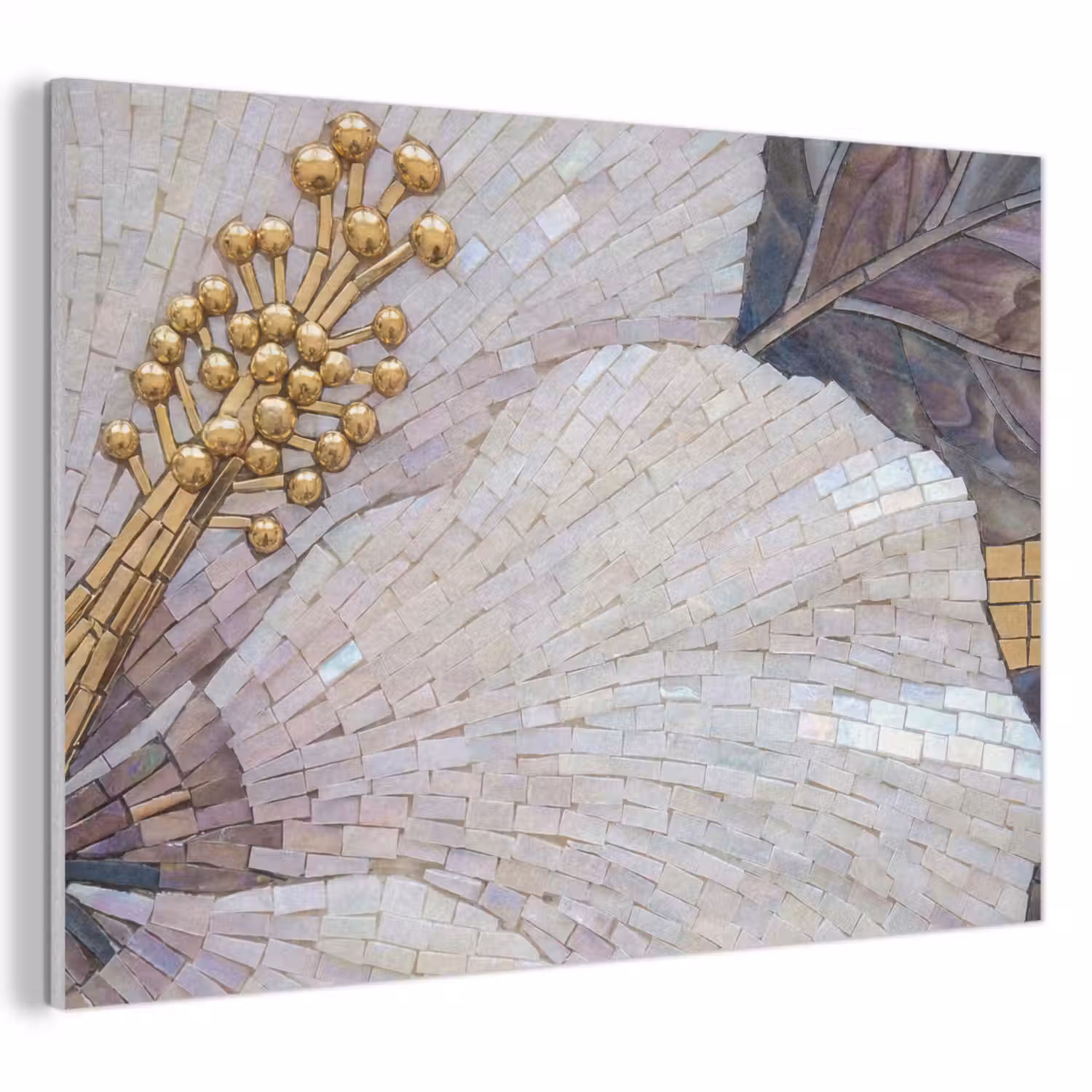 Bloemen - Mozaïek - Kunst - Modern - Goud PET vilt klein -3d