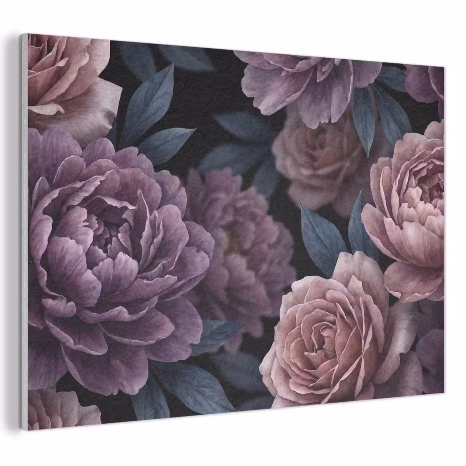 Bloemen - Patroon - Donker - Botanisch - Paars PET vilt klein -3d