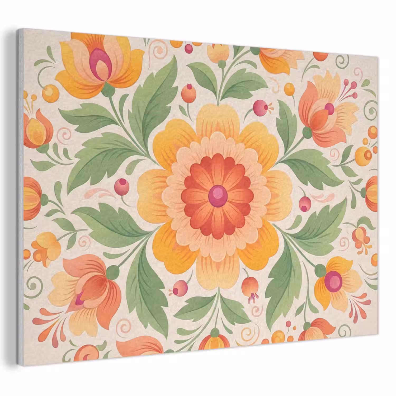 Bloemen - Patroon - Decoratief - Oranje PET vilt klein -3d