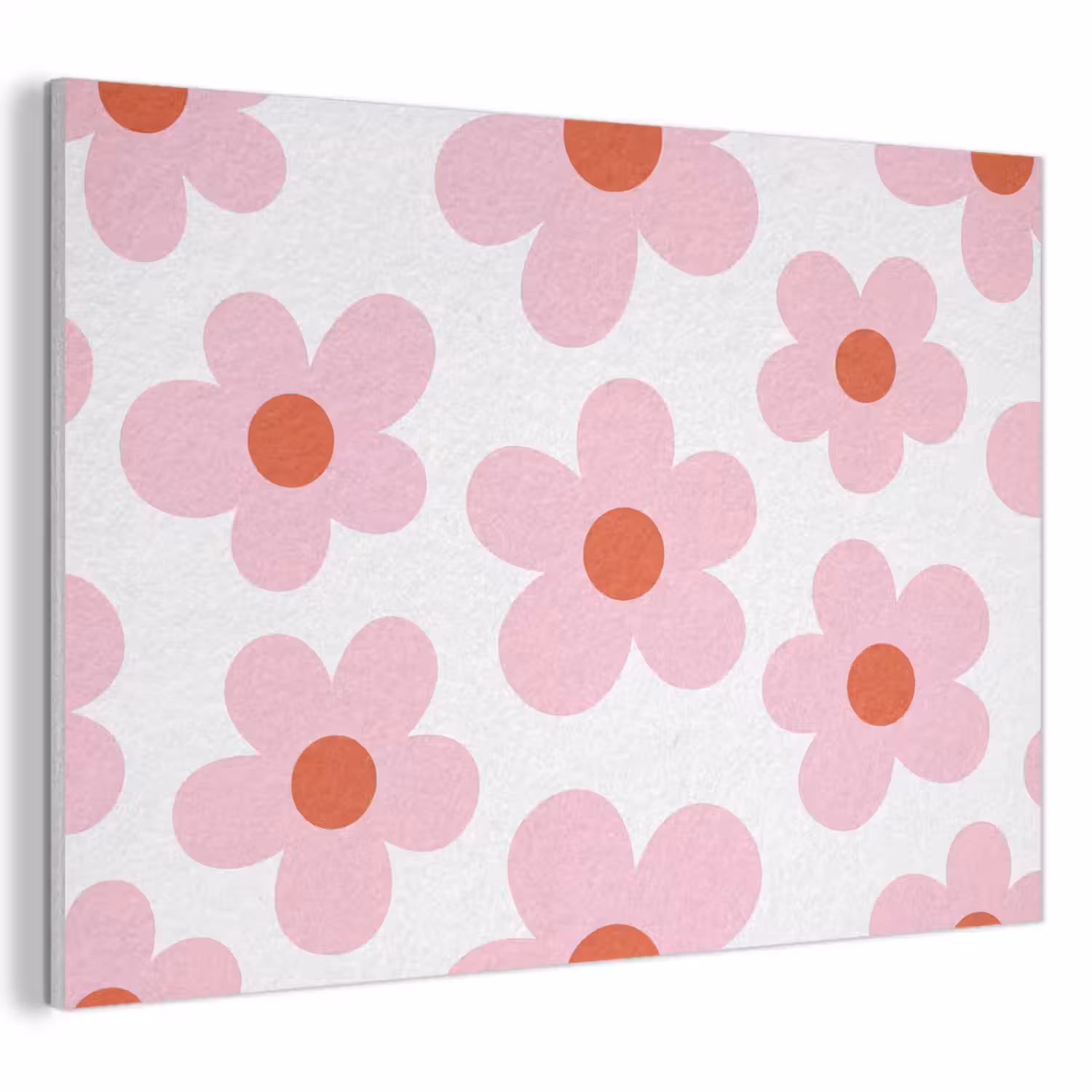 Bloemen - Patroon - Modern - Roze - Wit PET vilt klein -3d