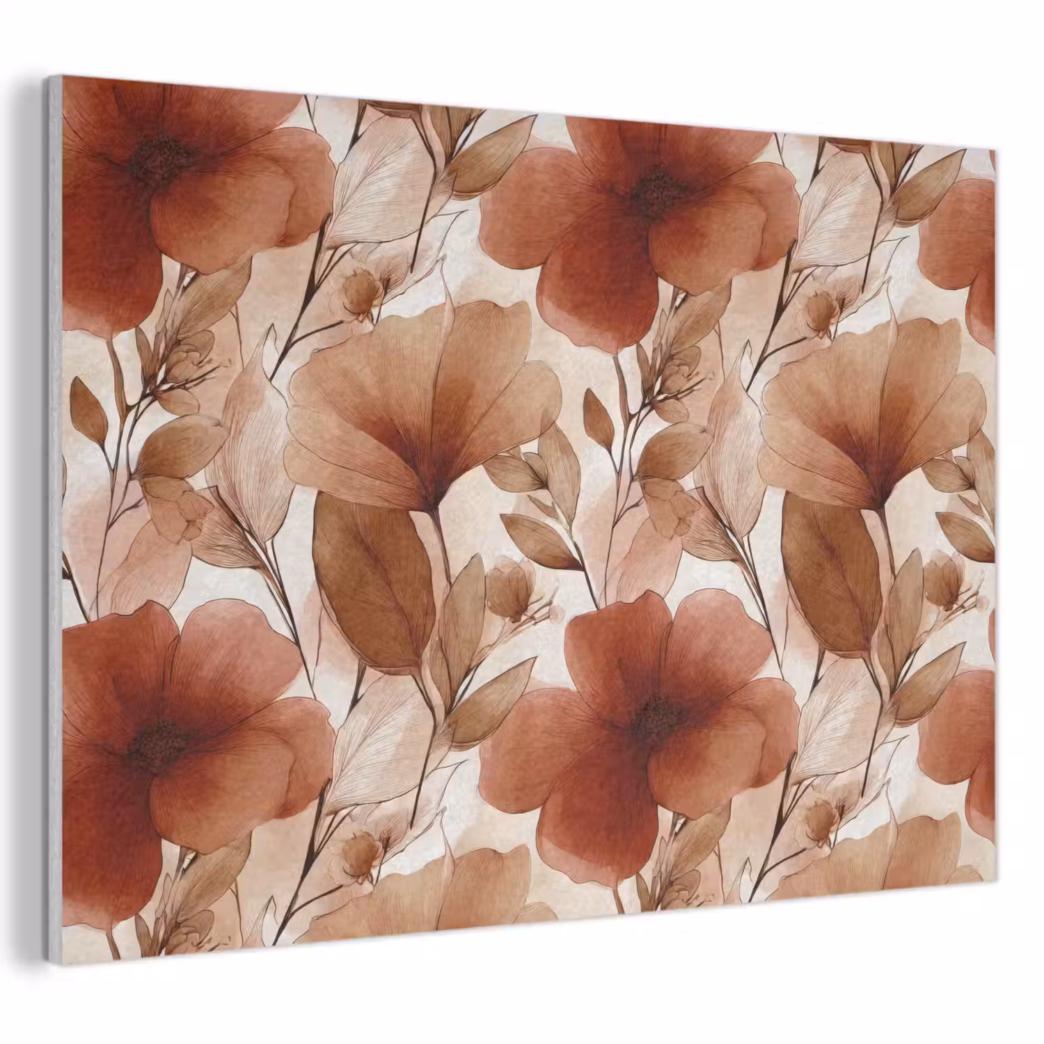Bloemen - Aquarel - Botanisch - Terracotta PET vilt klein 837 -3d