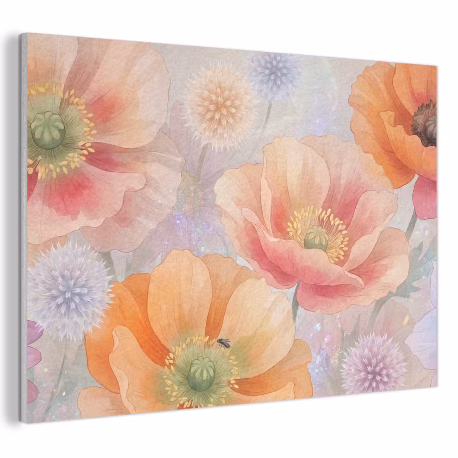 Bloemen - Aquarel - Natuur - Modern - Kleurrijk PET vilt klein -3d
