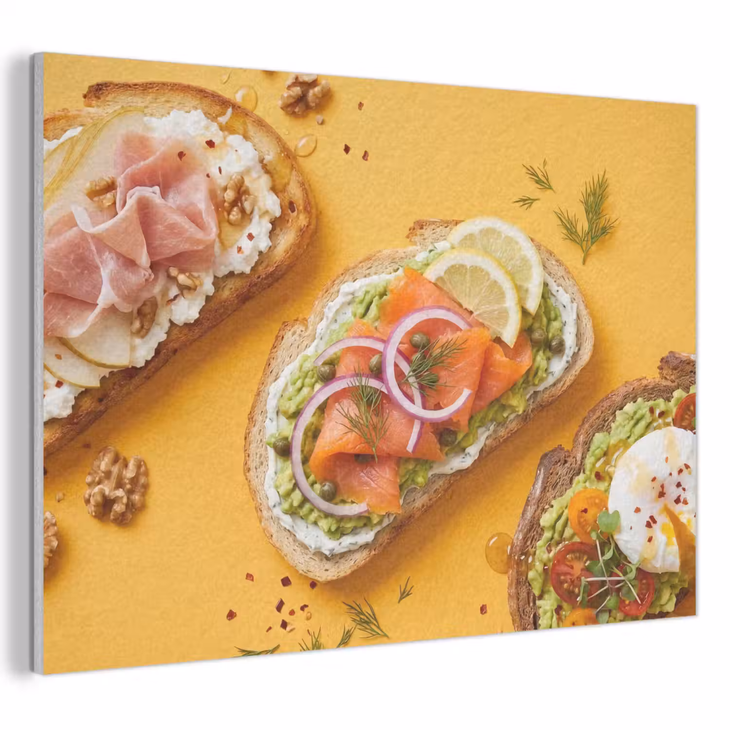 Eten - Brood - Ontbijt - Modern - Kleurrijk PET vilt klein -3d