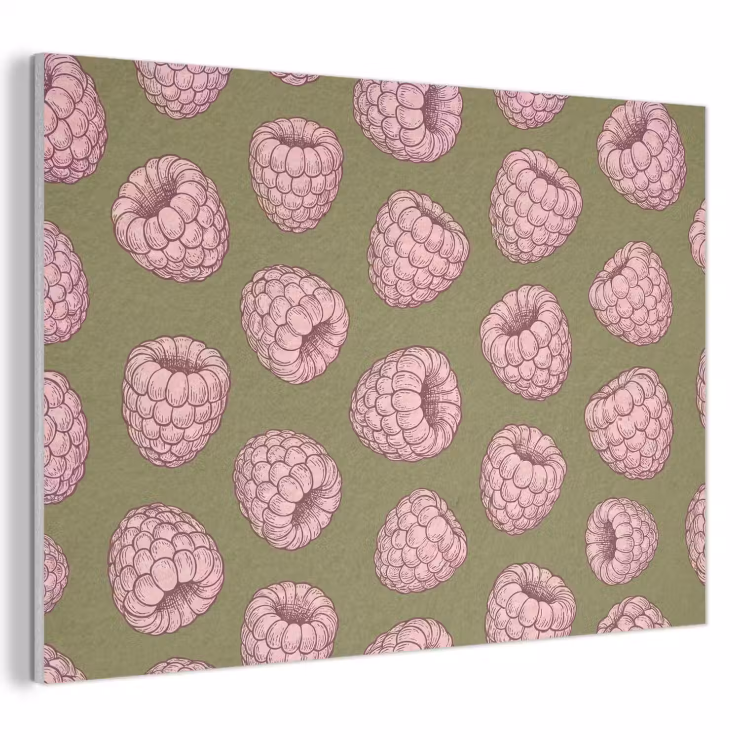 Eten - Patroon - Illustratie - Roze - Groen PET vilt klein -3d