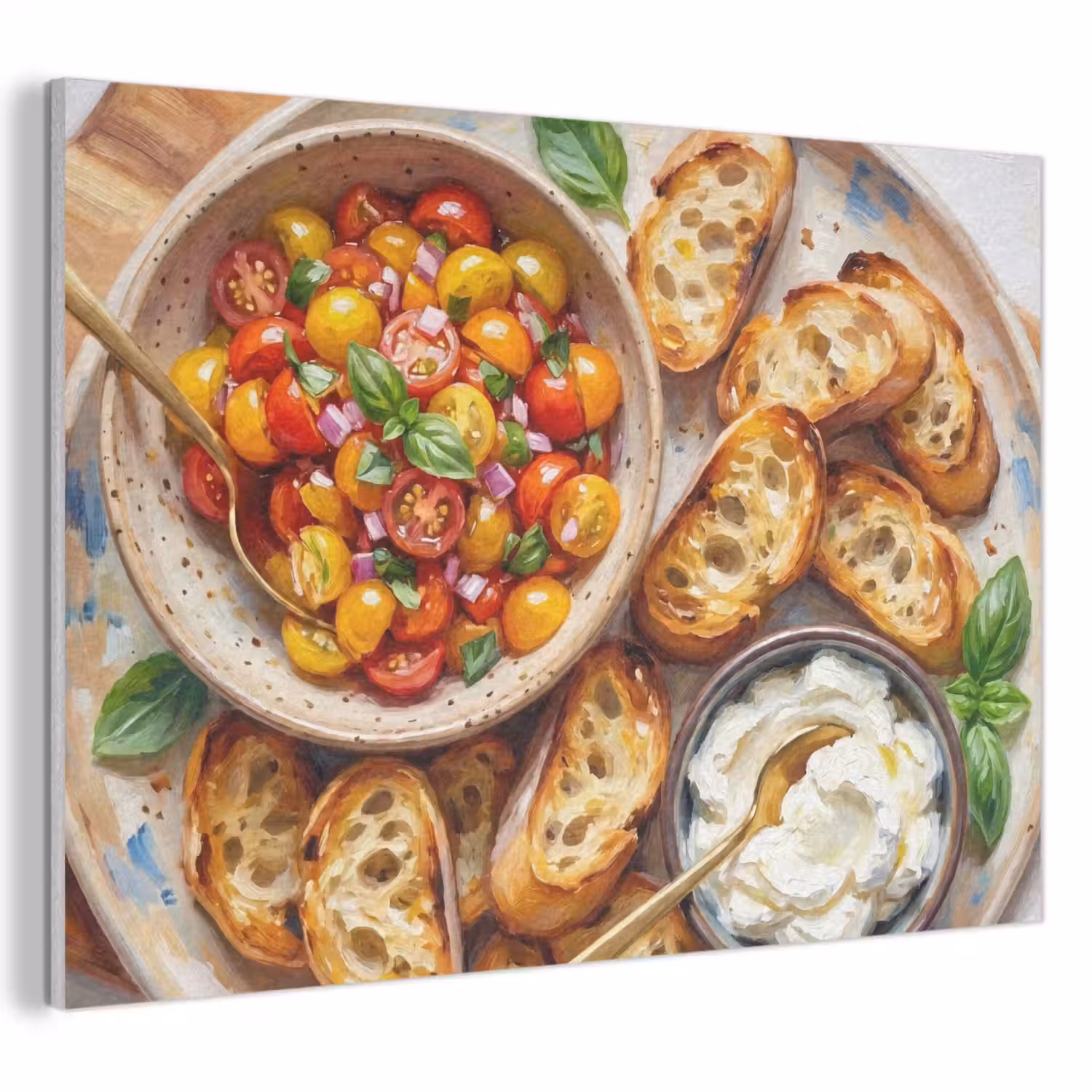 Eten - Tomaat - Brood - Kleurrijk - Keuken PET vilt klein -3d