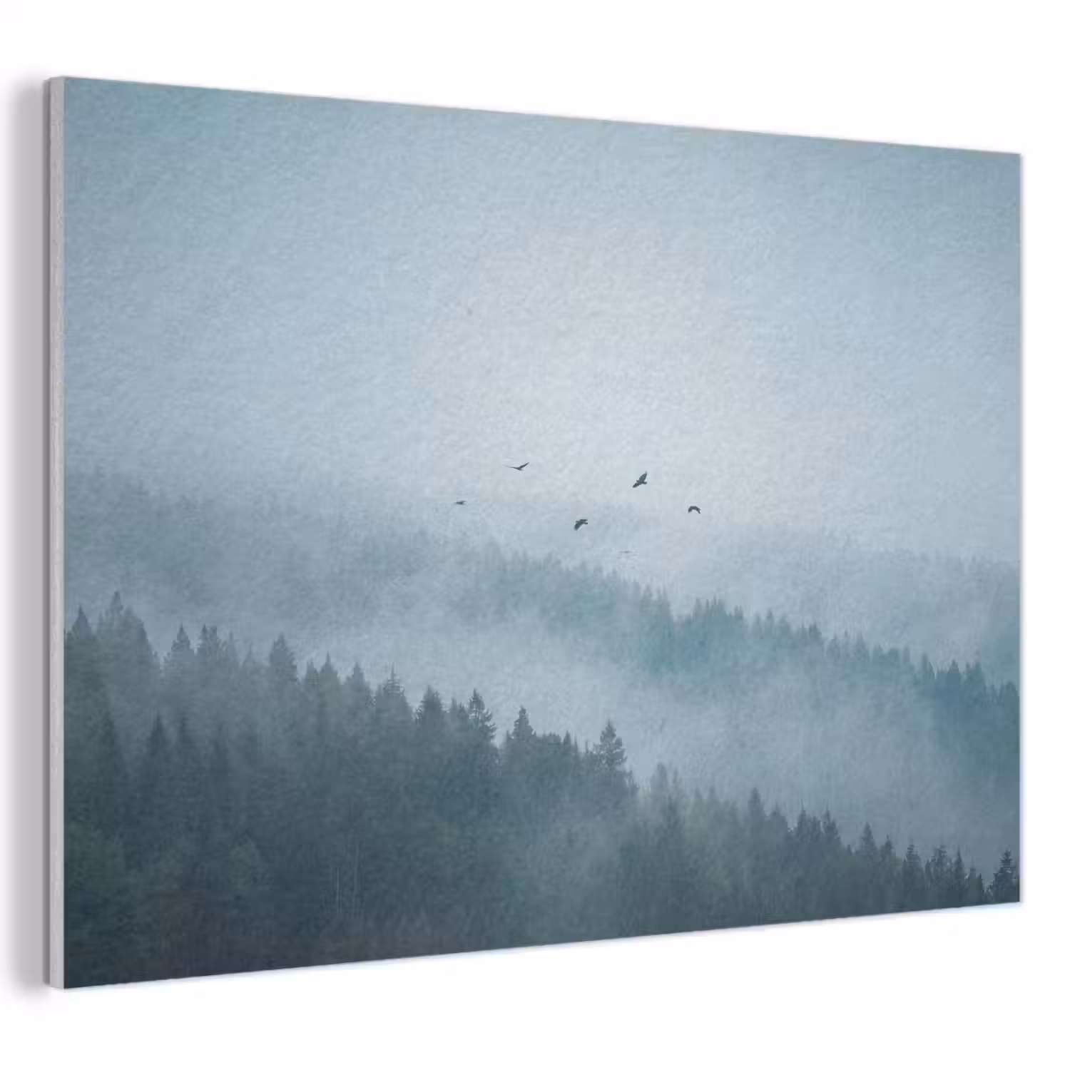 Bos - Mist - Vogels - Natuur - Groen PET vilt klein -3d