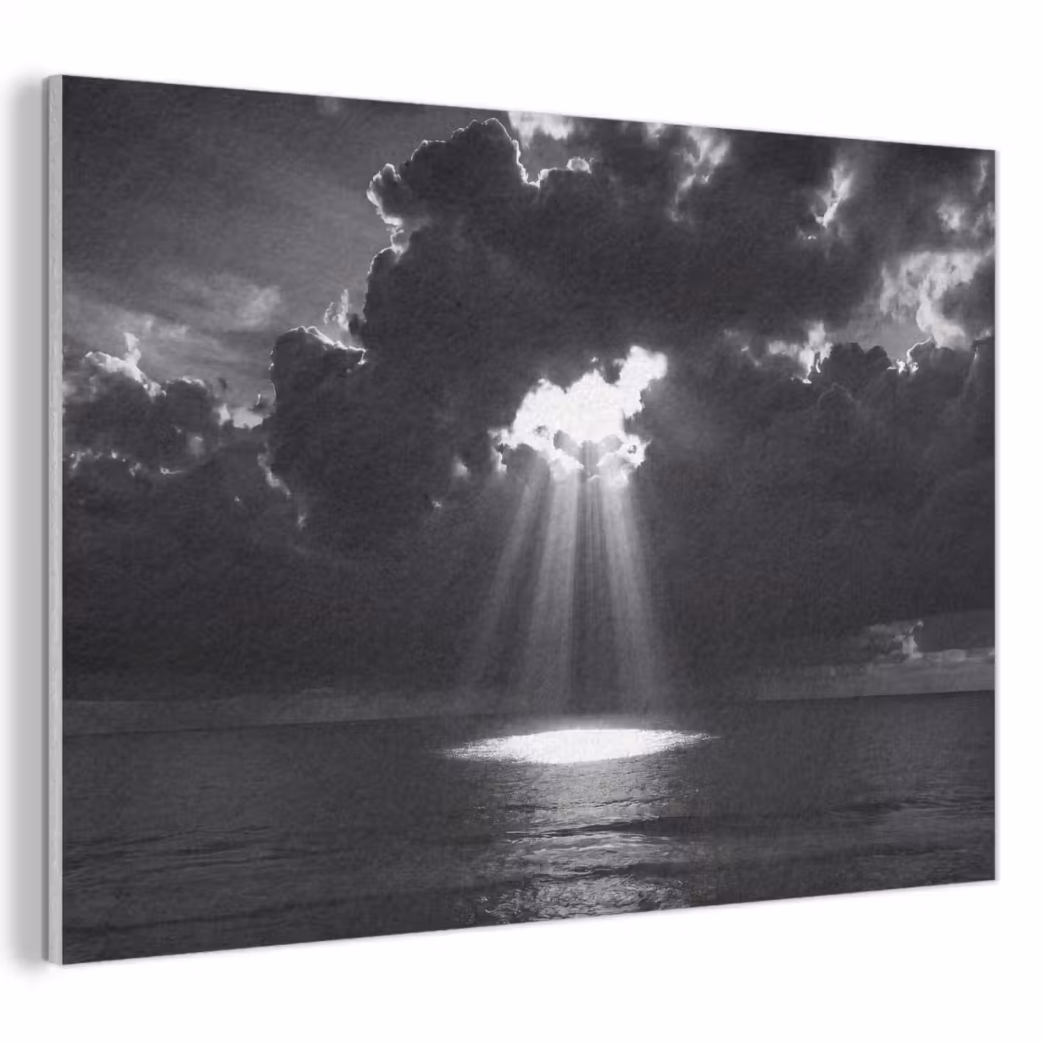 Licht - Wolken - Zee - Zwart-wit - Natuur PET vilt klein -3d
