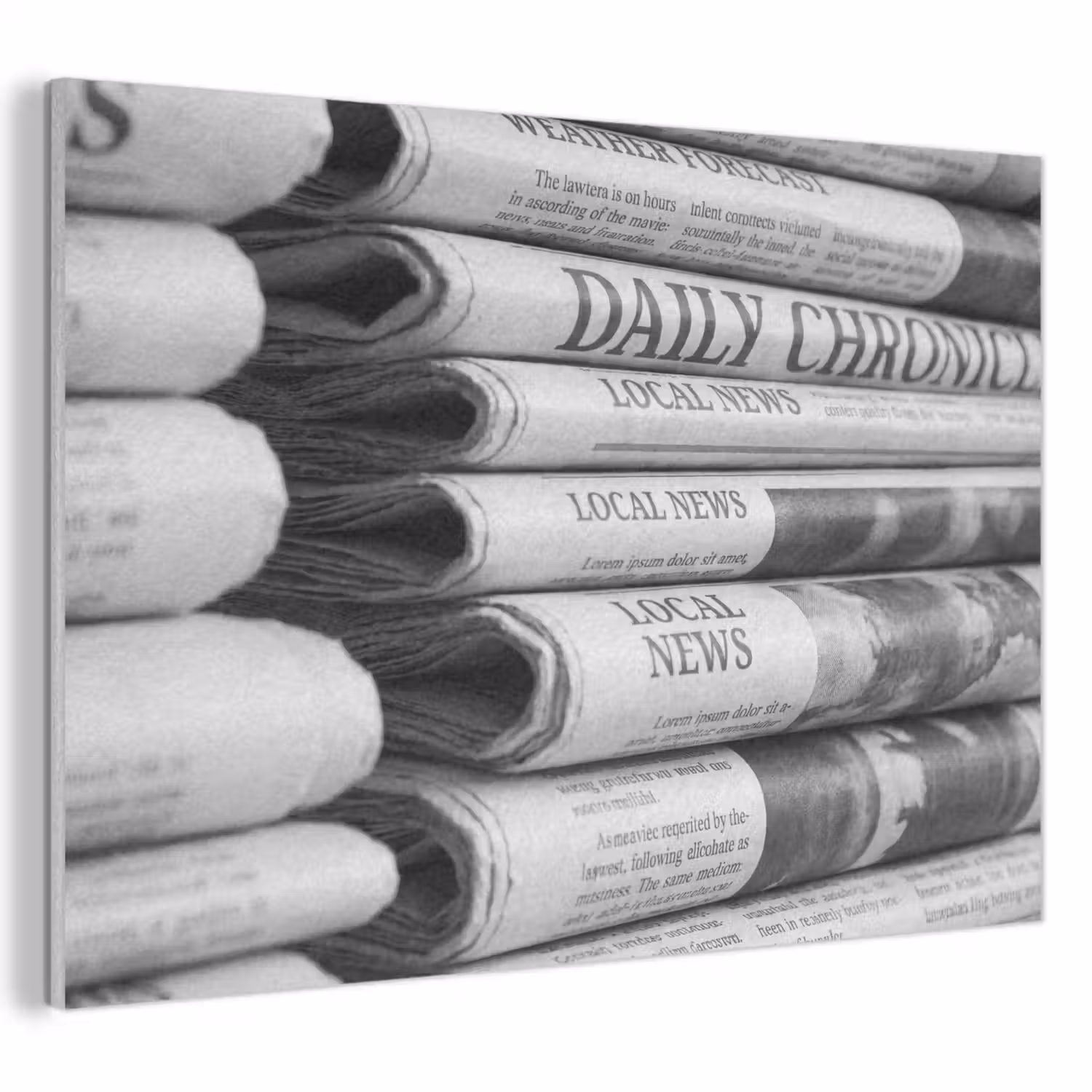 Krant - Stapel - Nieuws - Zwart-wit - Media PET vilt klein -3d