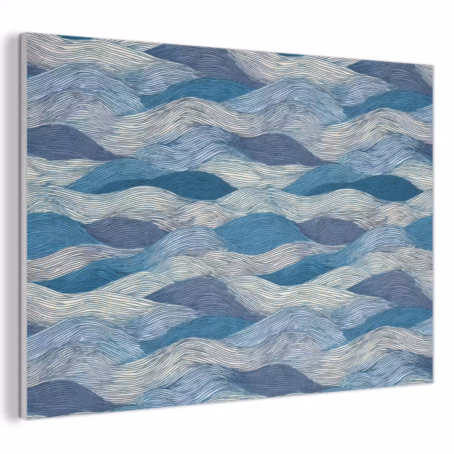Getekend - Blauw - Wit - Golvend - Streepjes PET vilt klein 837 -3d