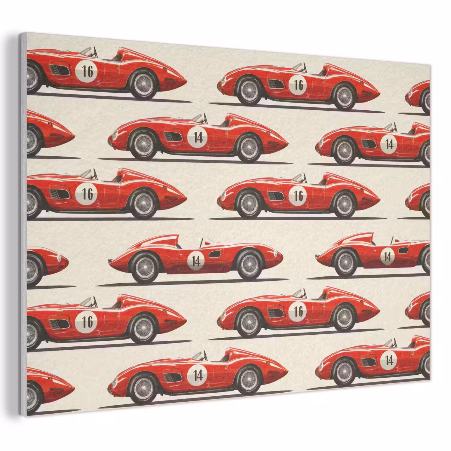 Raceauto - Retro - Rood PET vilt klein 837 -3d