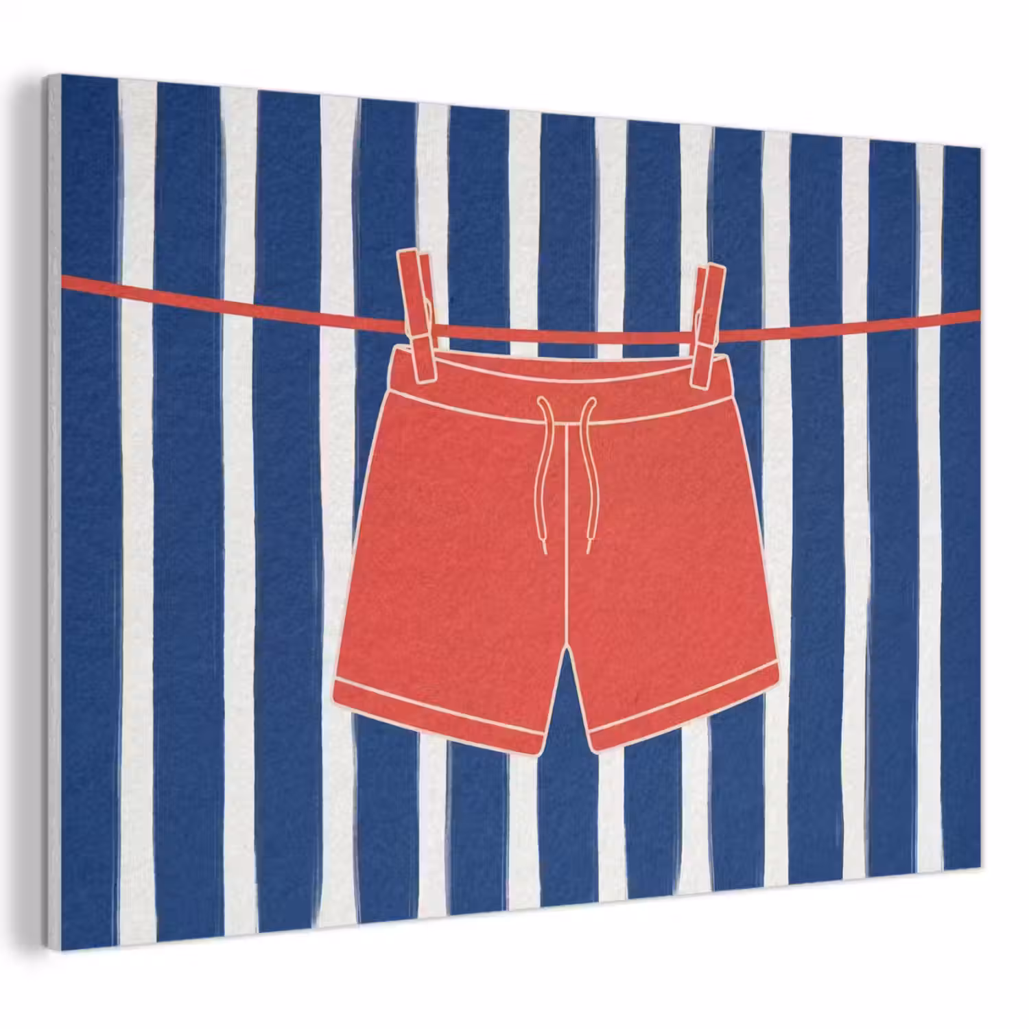 Shorts - Waslijn - Zomer - Illustratie - Rood PET vilt klein -3d