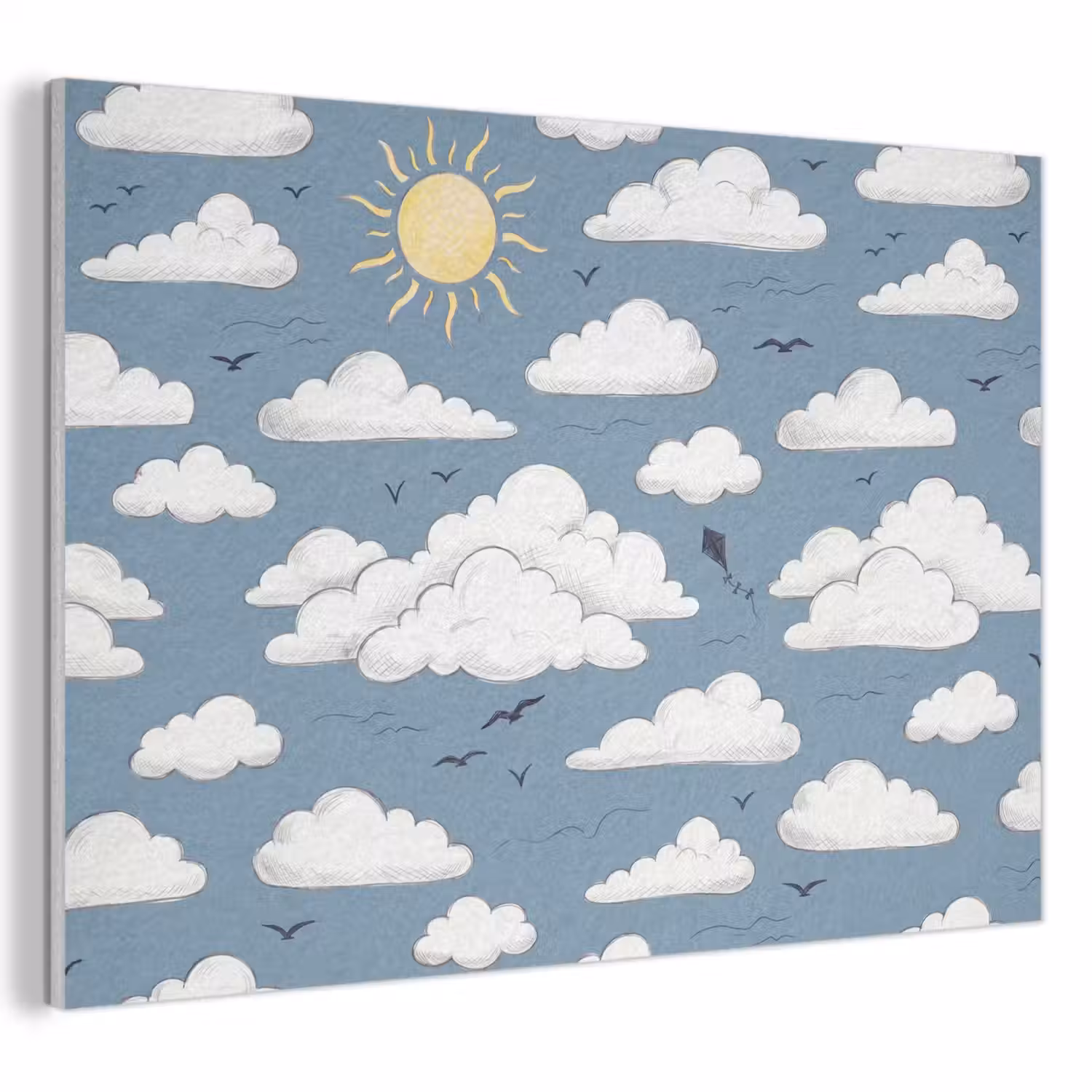 Lucht - Zon - Wolken - Natuur - Blauw PET vilt klein -3d