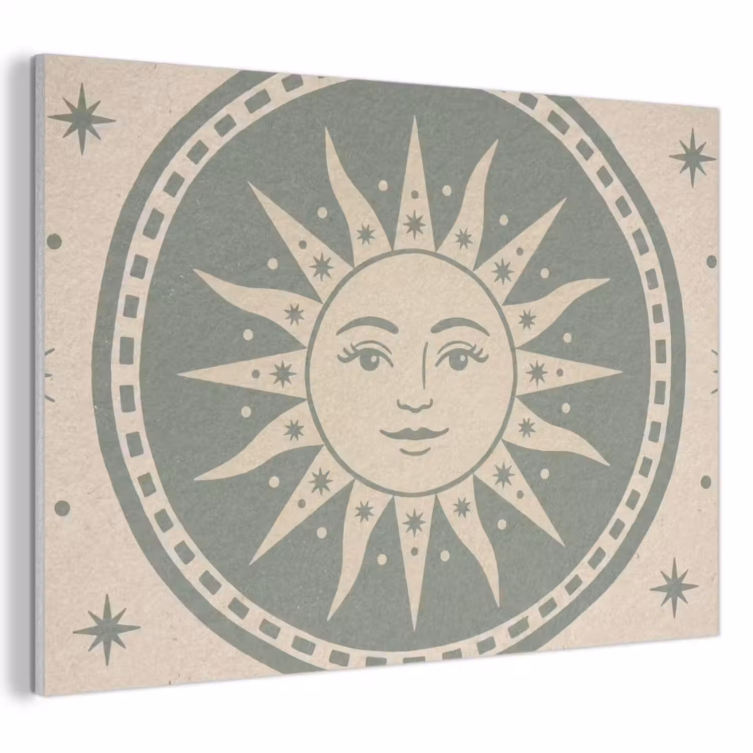 Zon - Sterren - Astrologie - Vintage - Groen PET vilt klein -3d