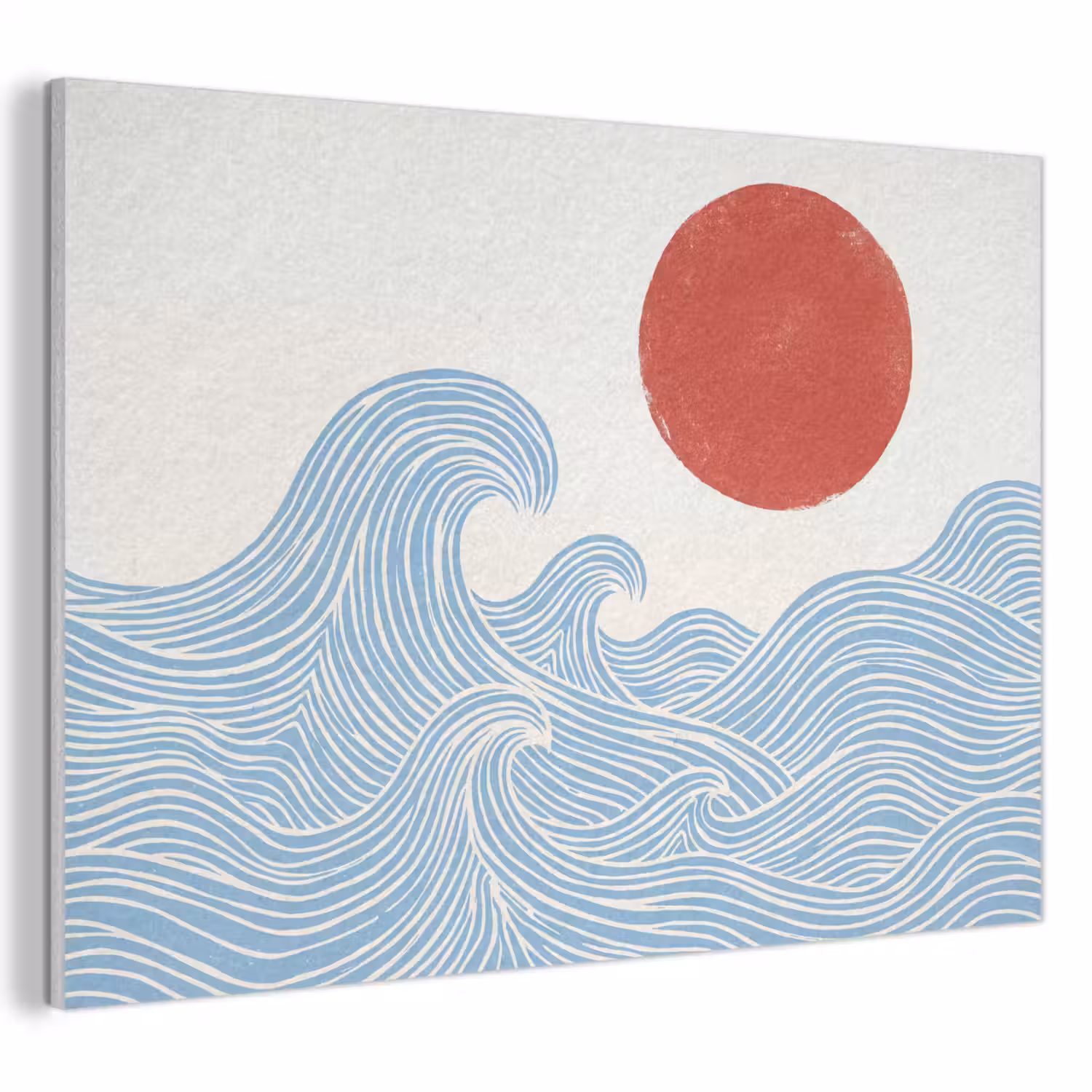 Zon - Golven - Oceaan - Abstract - Rood PET vilt klein -3d