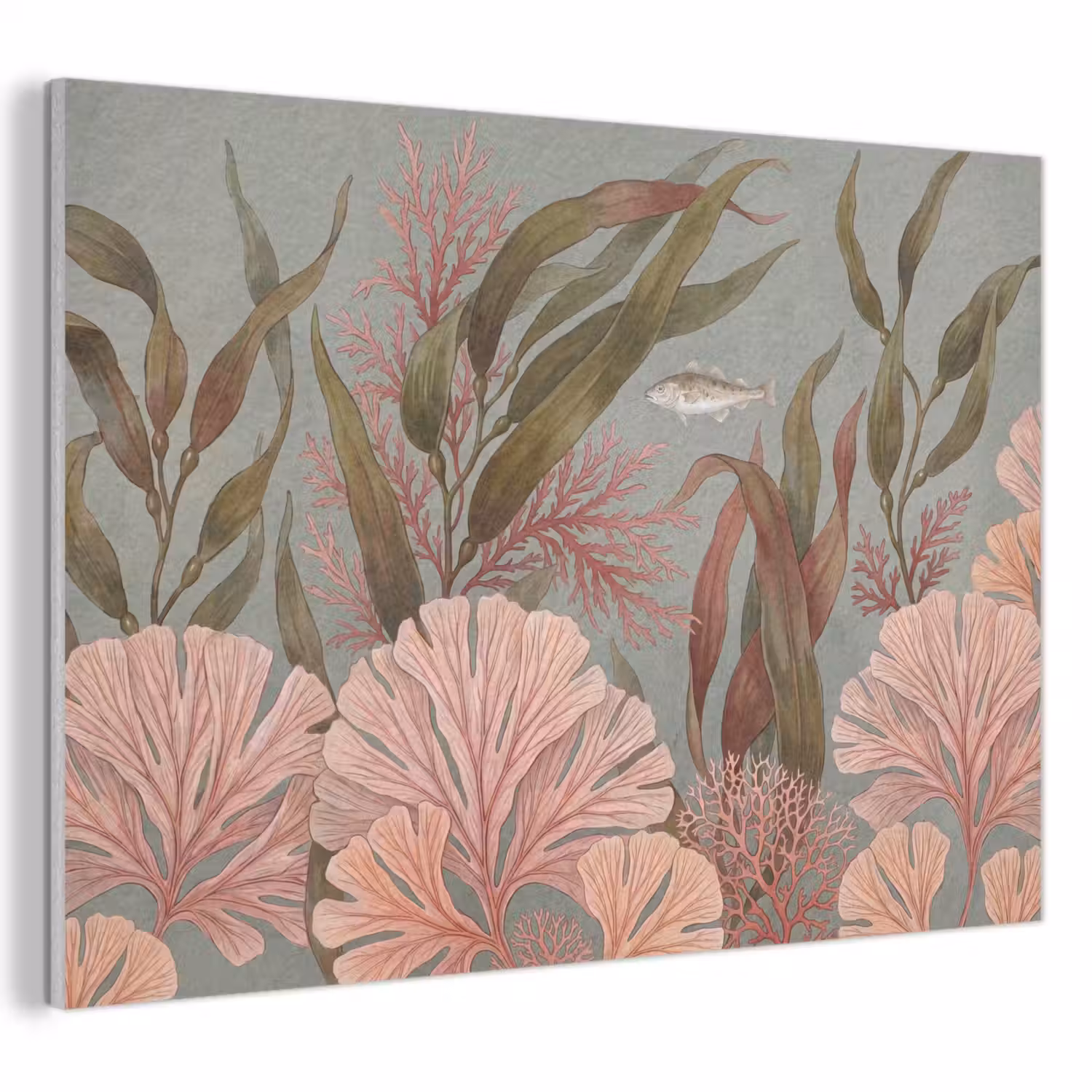 Onderwater - Planten - Vis - Vintage - Groen PET vilt klein -3d