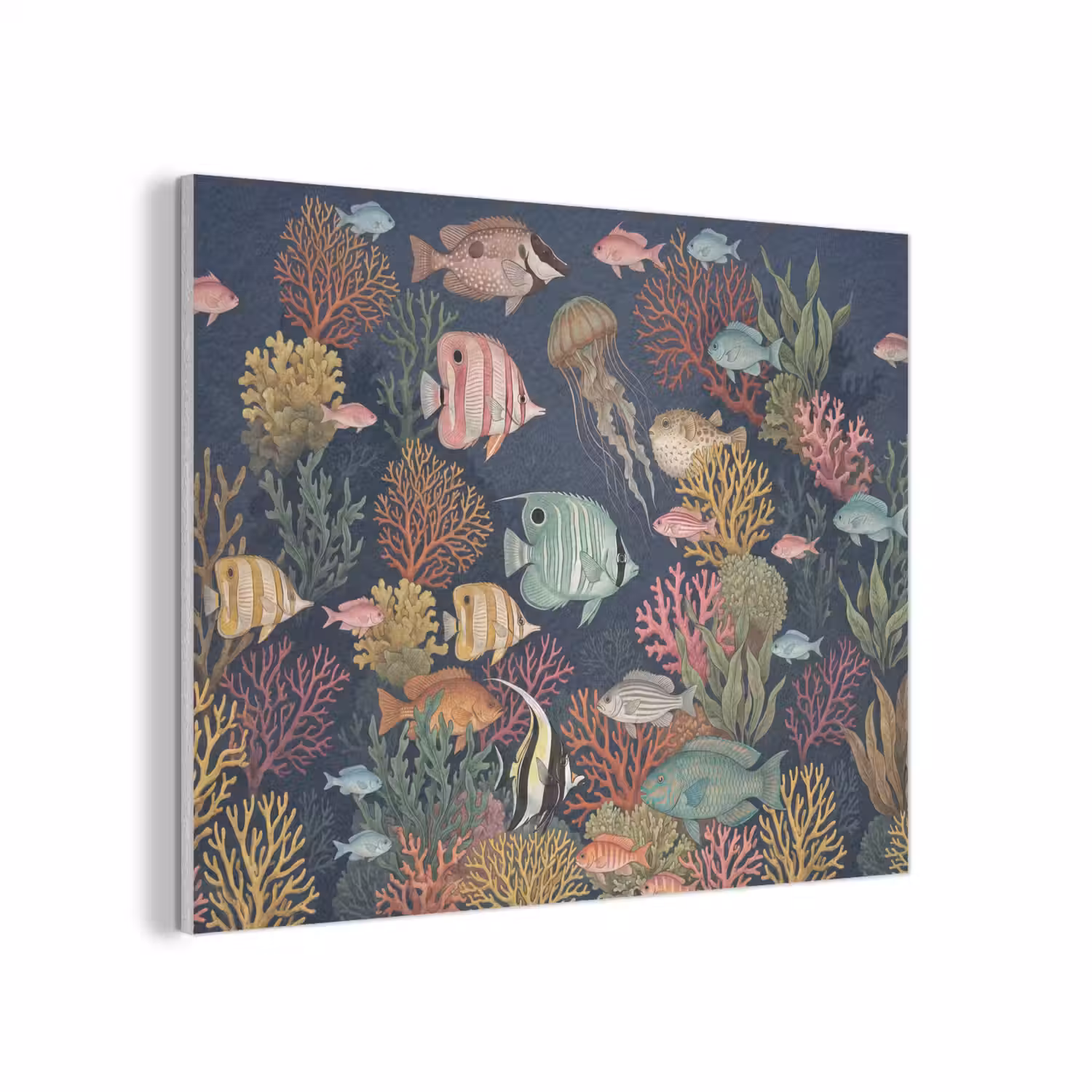 Onderwaterwereld - Vissen - Koraal - Illustratie - Kleurrijk PET vilt klein -3d