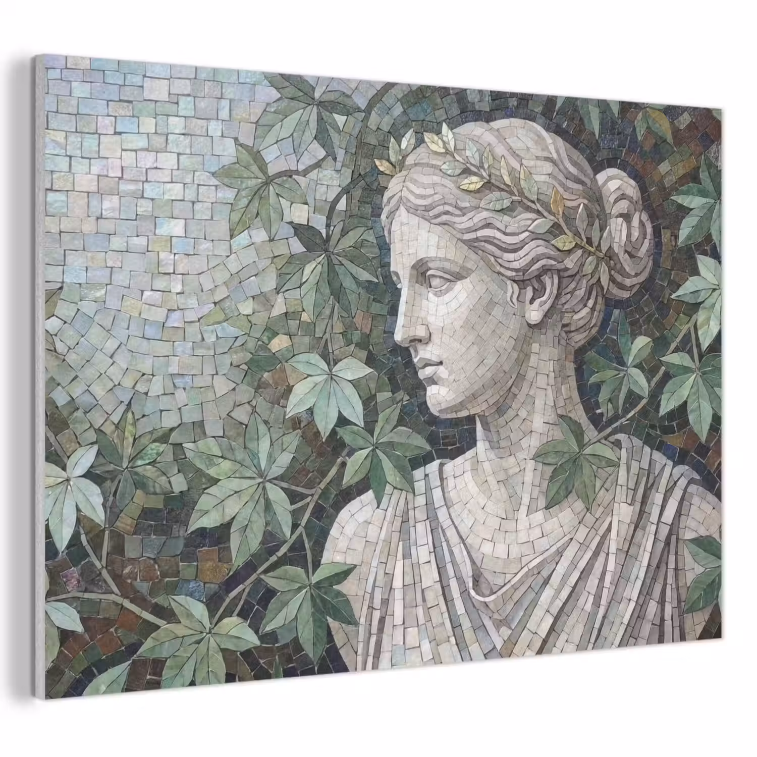 Vrouw - Klassiek - Mozaiëk - Natuur - Groen PET vilt klein -3d