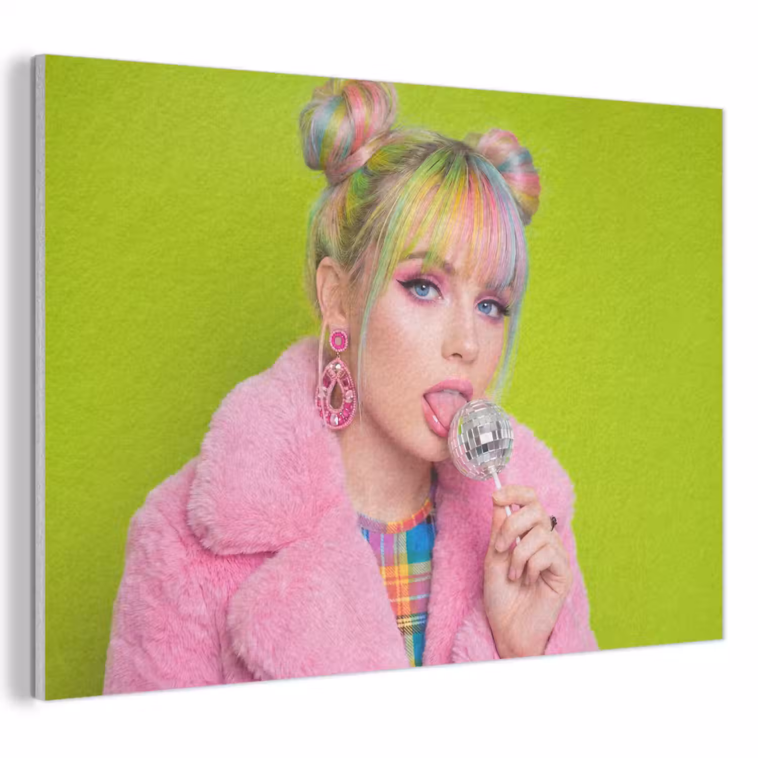 Vrouw - Kleurrijk haar - Pop art - Modern - Levendig PET vilt klein -3d