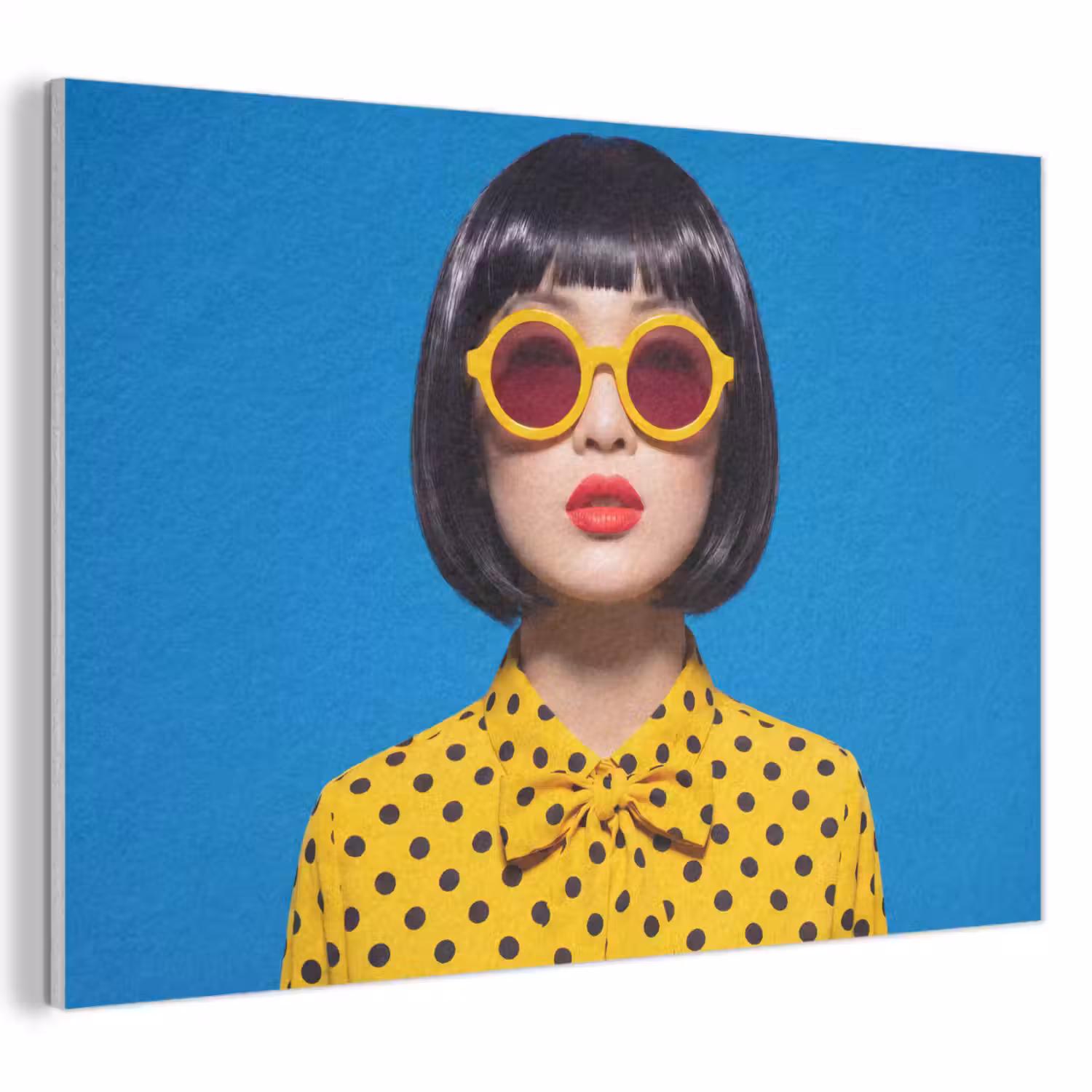 Vrouw - Zonnebril - Pop Art - Portret - Geel PET vilt klein -3d