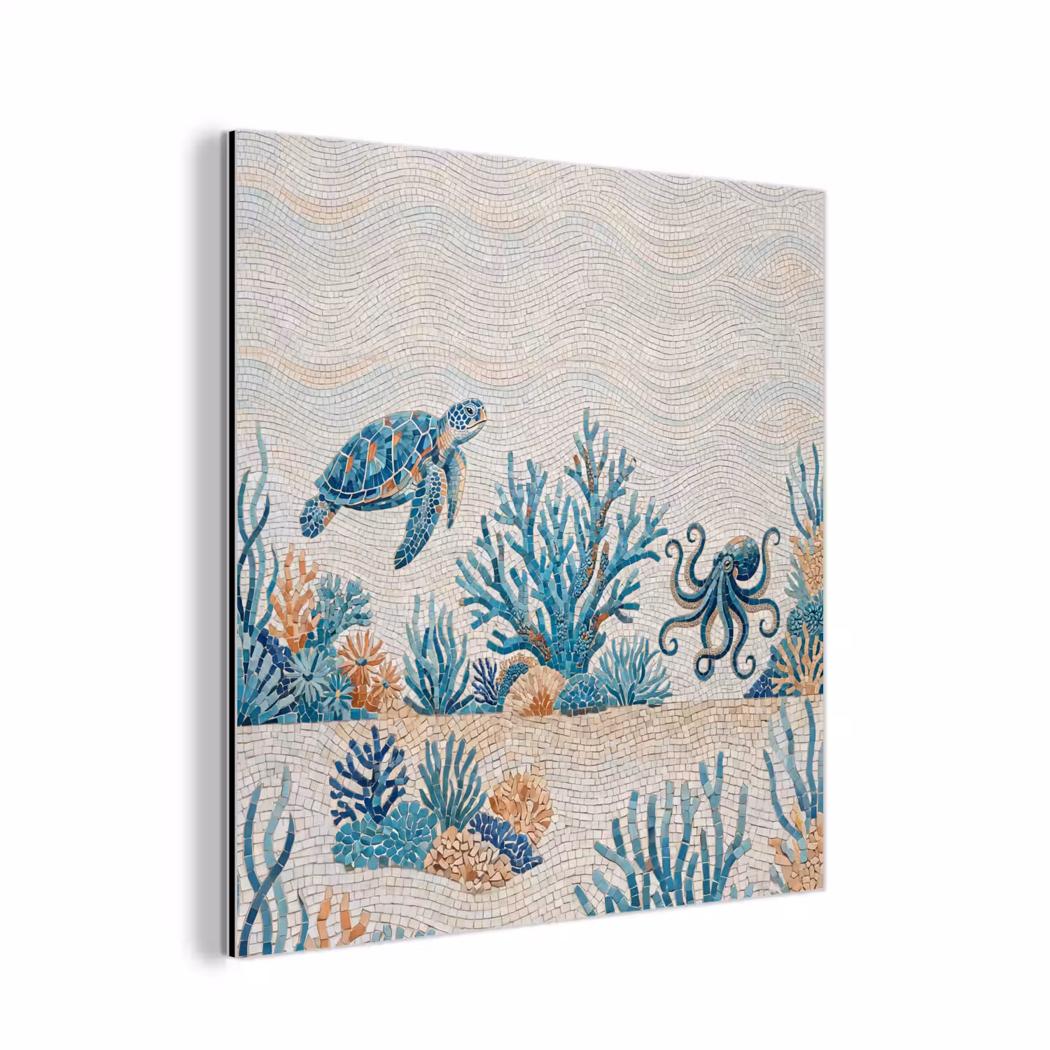 Dieren - Onderwater - Natuur - Mozaïek - Blauw aluminium wit klein -3d