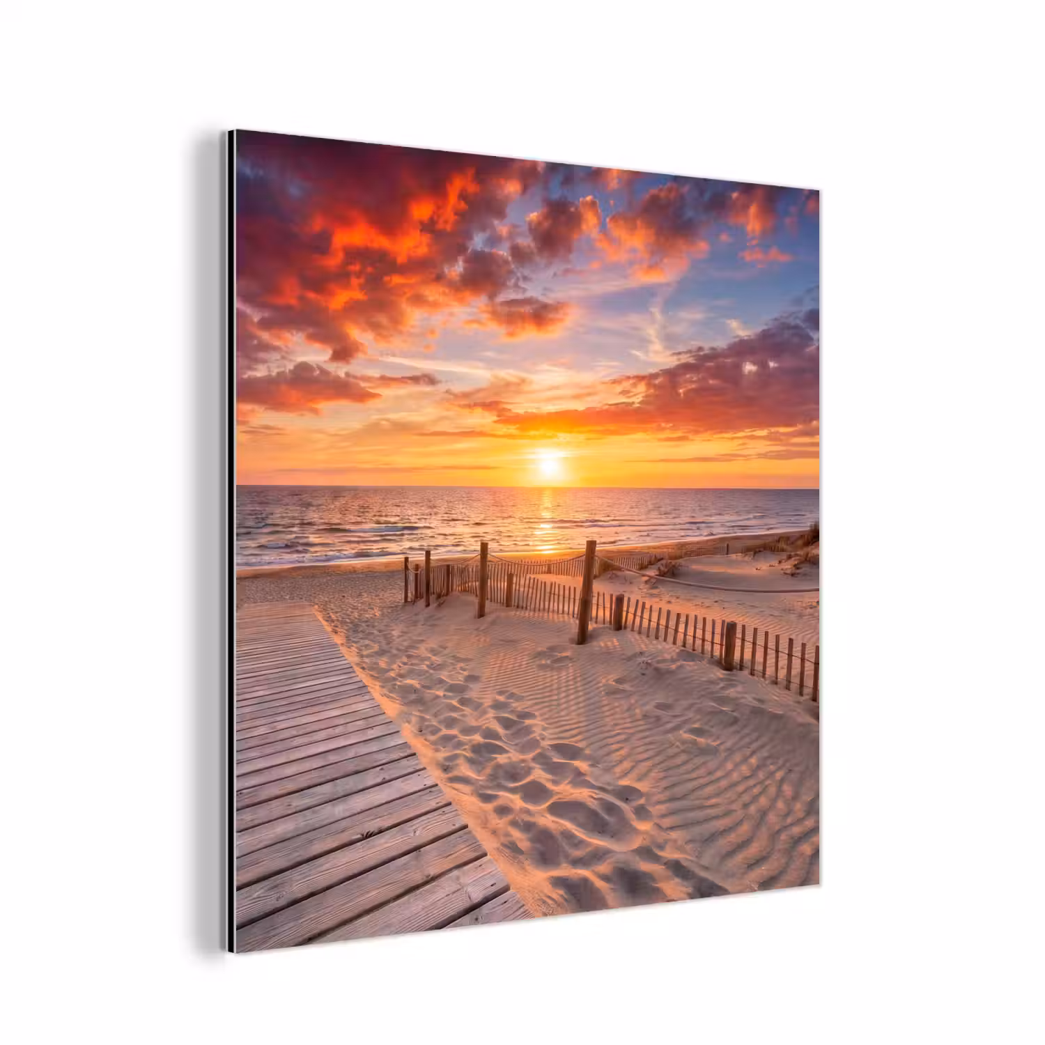 Strand - Zonsondergang - Zee - Natuur - Oranje aluminium wit klein -3d