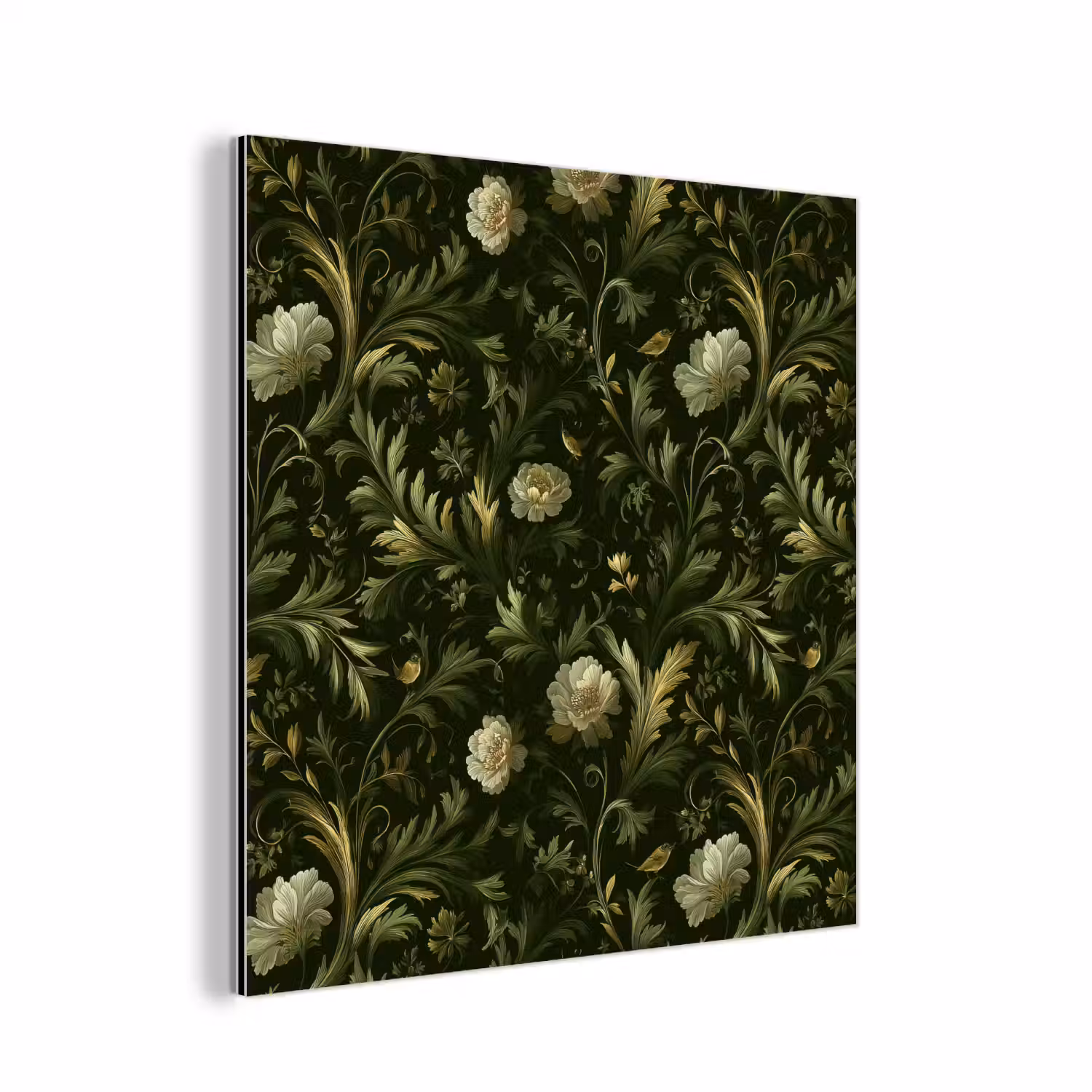Botanisch - Naadloos - Bloemen aluminium wit klein 46 -3d