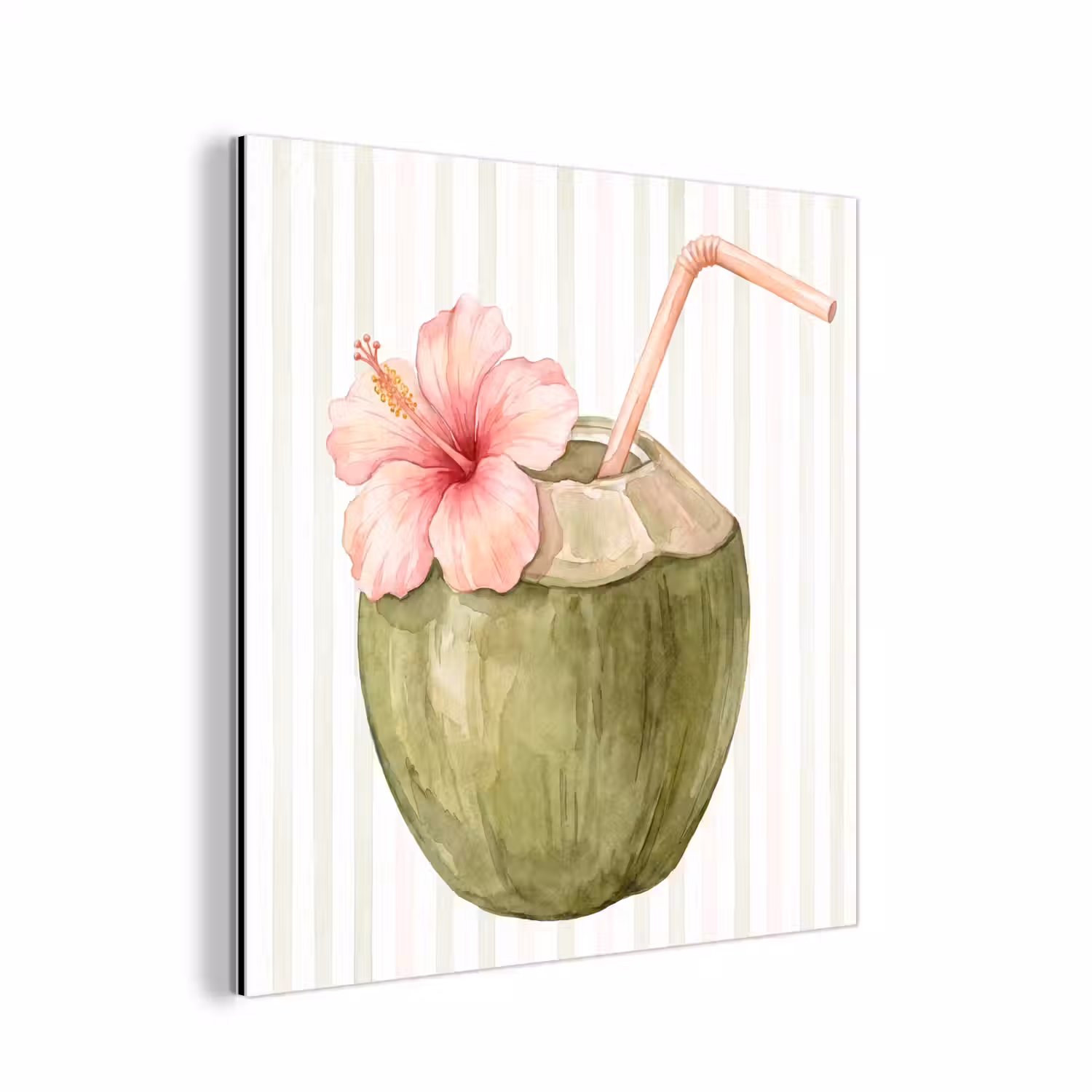 Kokosnoot - Drank - Tropisch - Illustratie - Zomer aluminium wit klein -3d