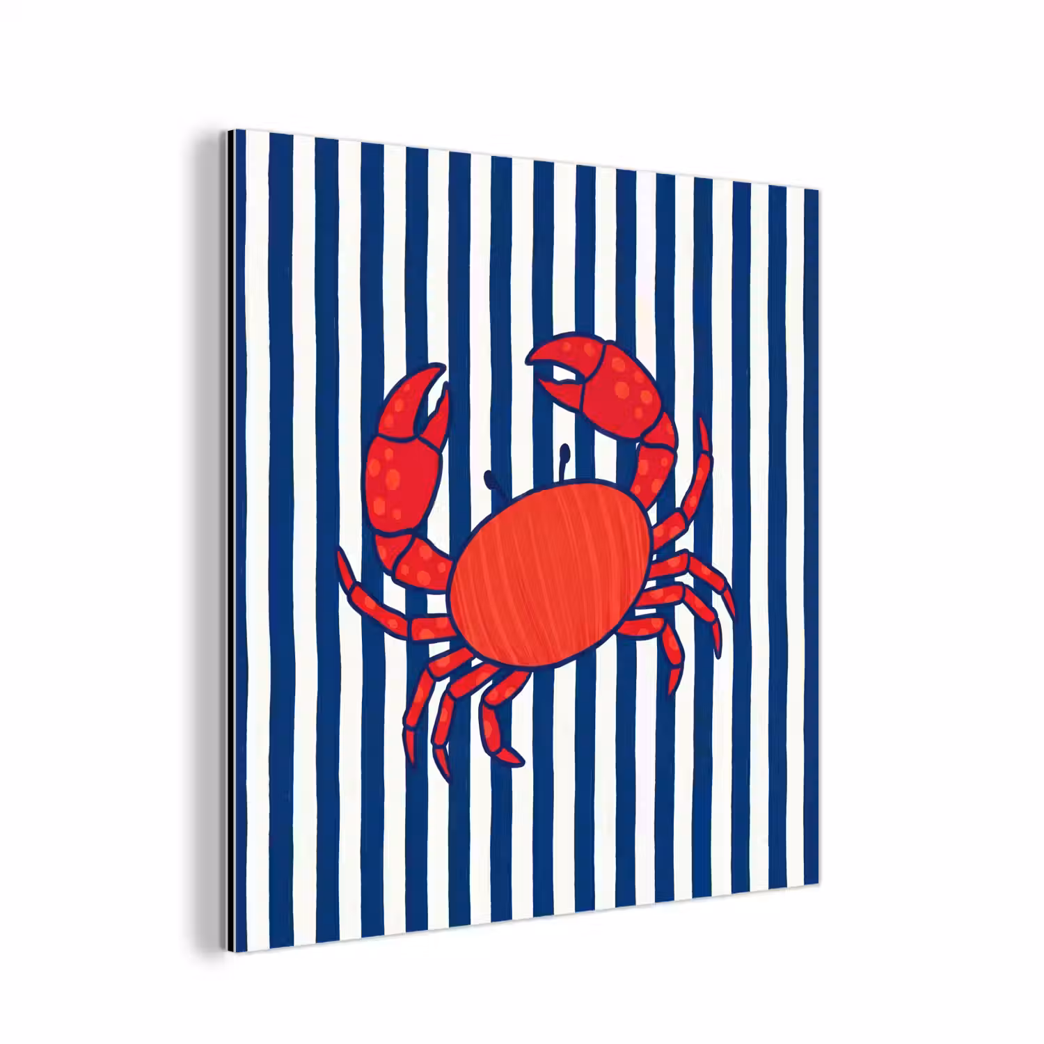 Krab - Strepen - Zeeleven - Illustratie - Rood aluminium wit klein -3d