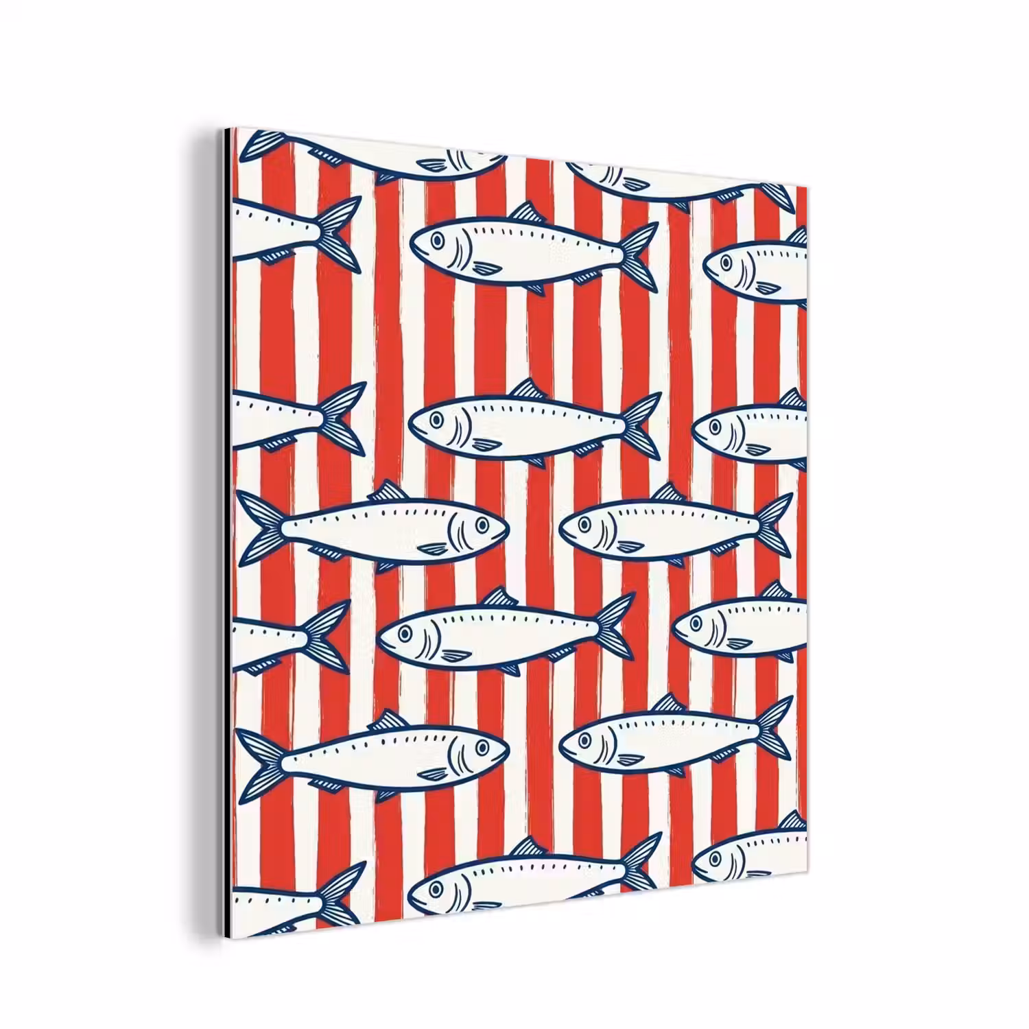 Vis - Patroon - Strepen - Illustratie - Rood aluminium wit klein -3d