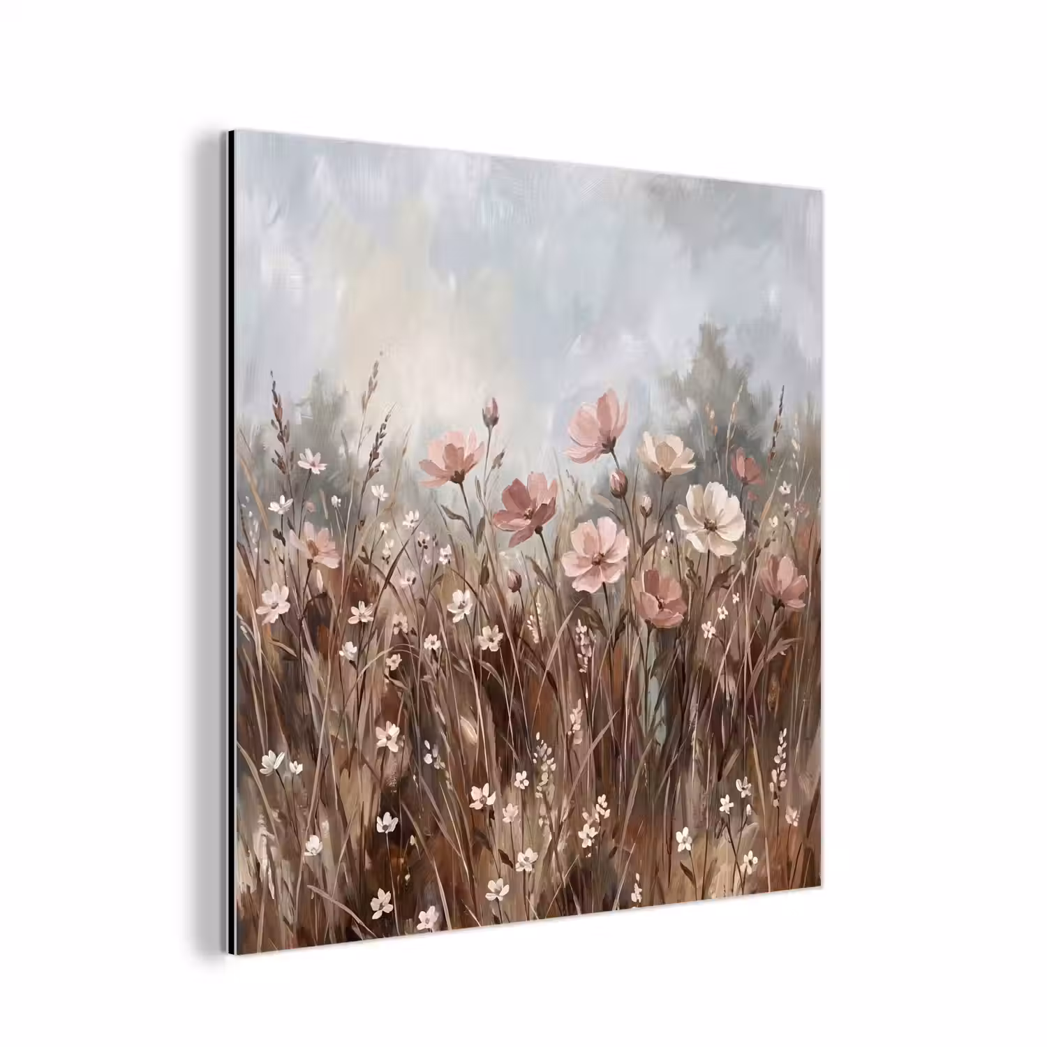 Bloemen - Botanisch - Schilderij - Pastel - Rustiek aluminium wit klein -3d