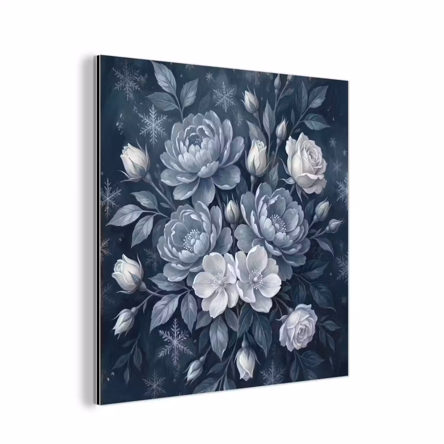 Bloemen - Boeket - Winter - Abstract - Blauw aluminium wit klein -3d